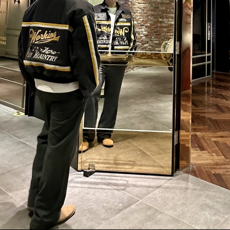 Kapital Chino AD Racing Drizzler Jacket Black 착용 스타일 - 2