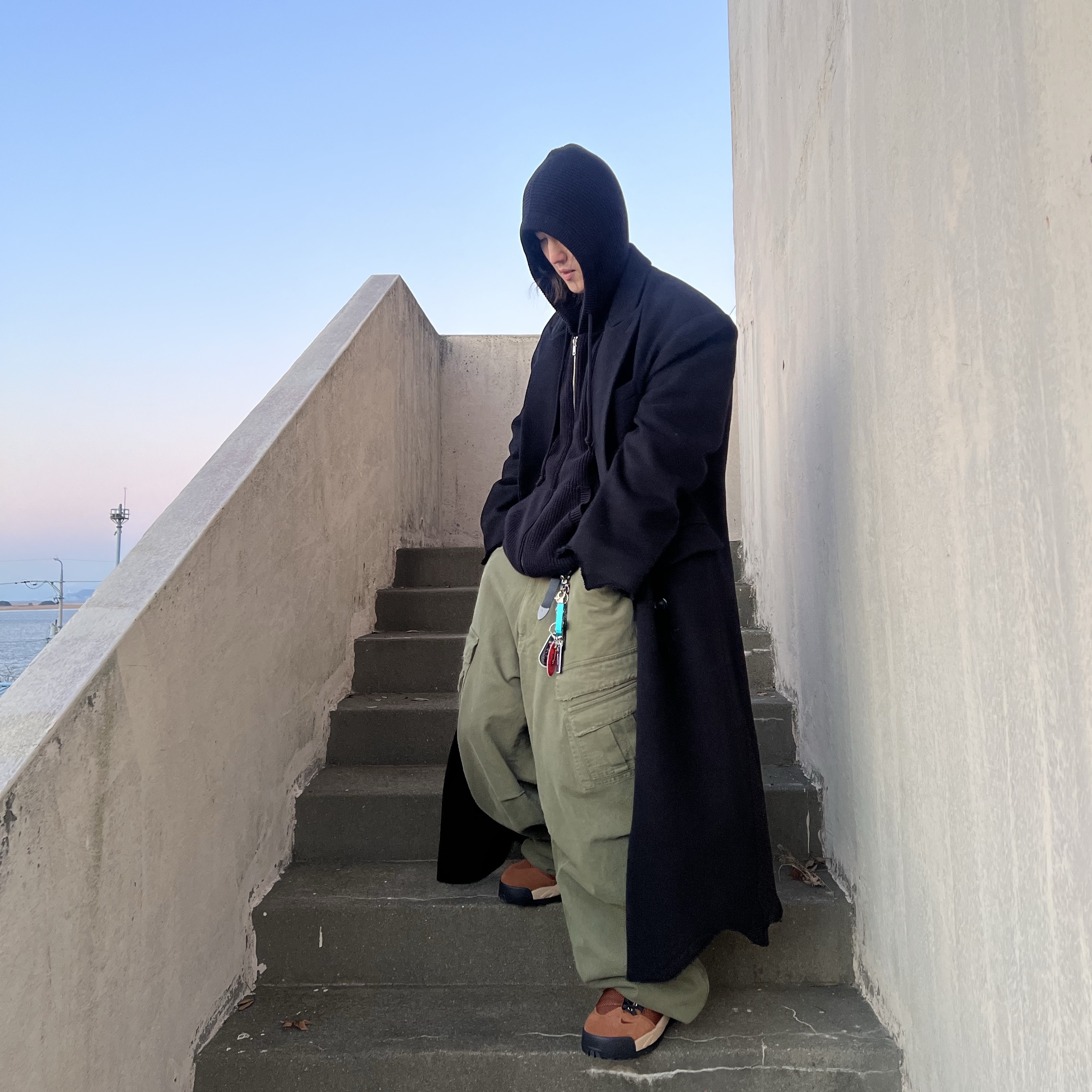 Nike x Sacai Magmascape SP Pecan, Nonnod Double Pocket Cargo Pants Vintage Khaki 착용 스타일 - 1