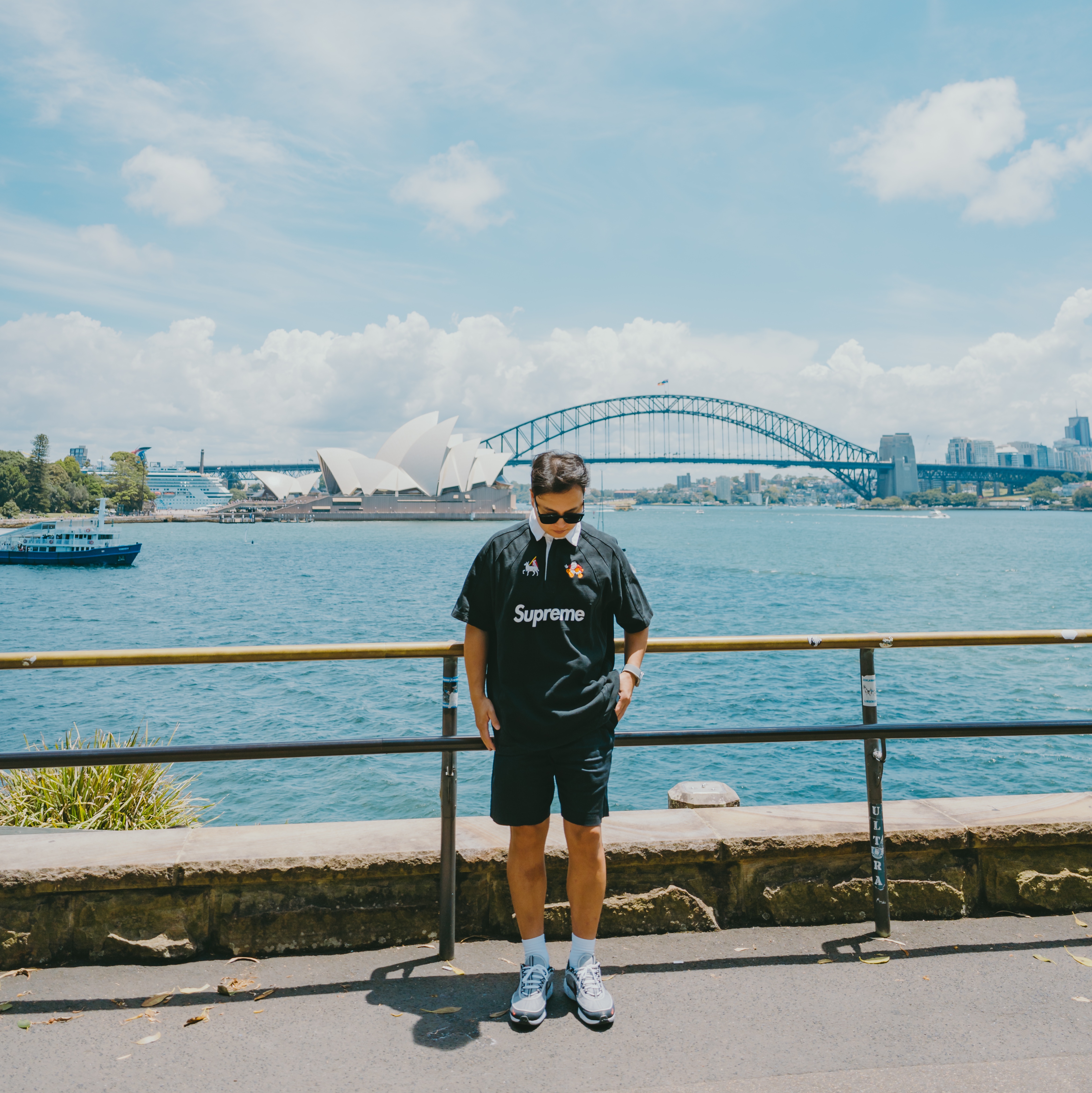 Supreme S/S Rugby Black - 24SS, Nike Air Zoom Spiridon Metallic Silver and Sport Red 2024 착용 스타일 - 1