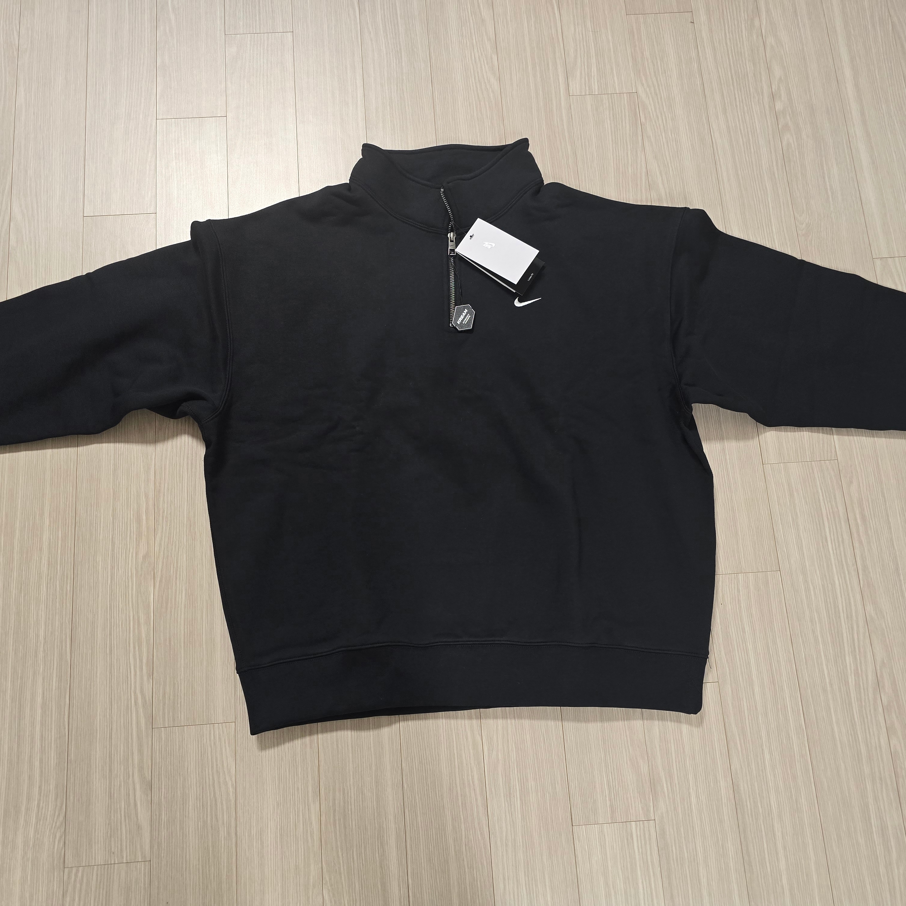 Nike NRG Solo Swoosh Heavy Weight BB Quarter Zip Top Black - Asia 착용 스타일