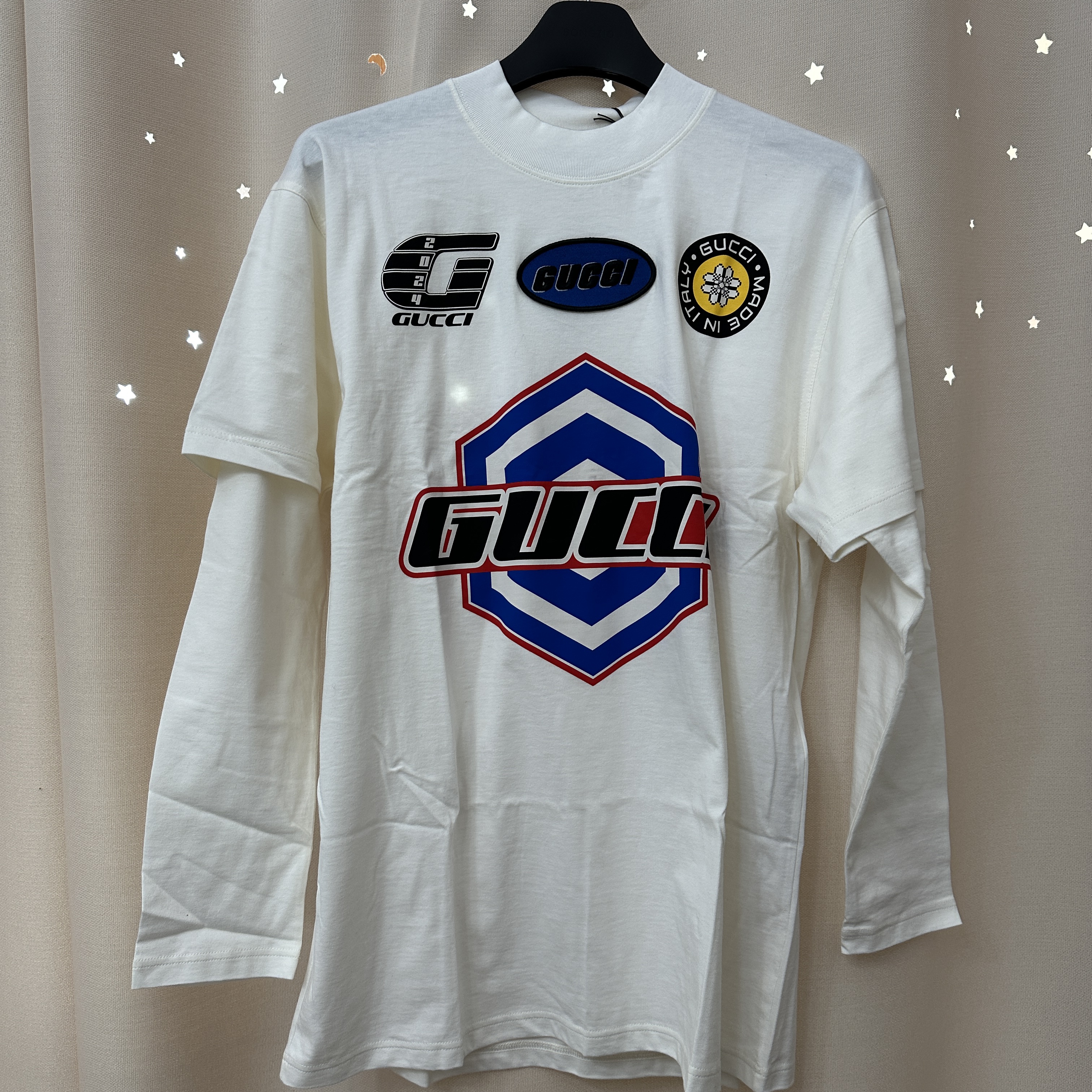 (W) Gucci Cotton Jersey T-Shirt Off White 착용 스타일