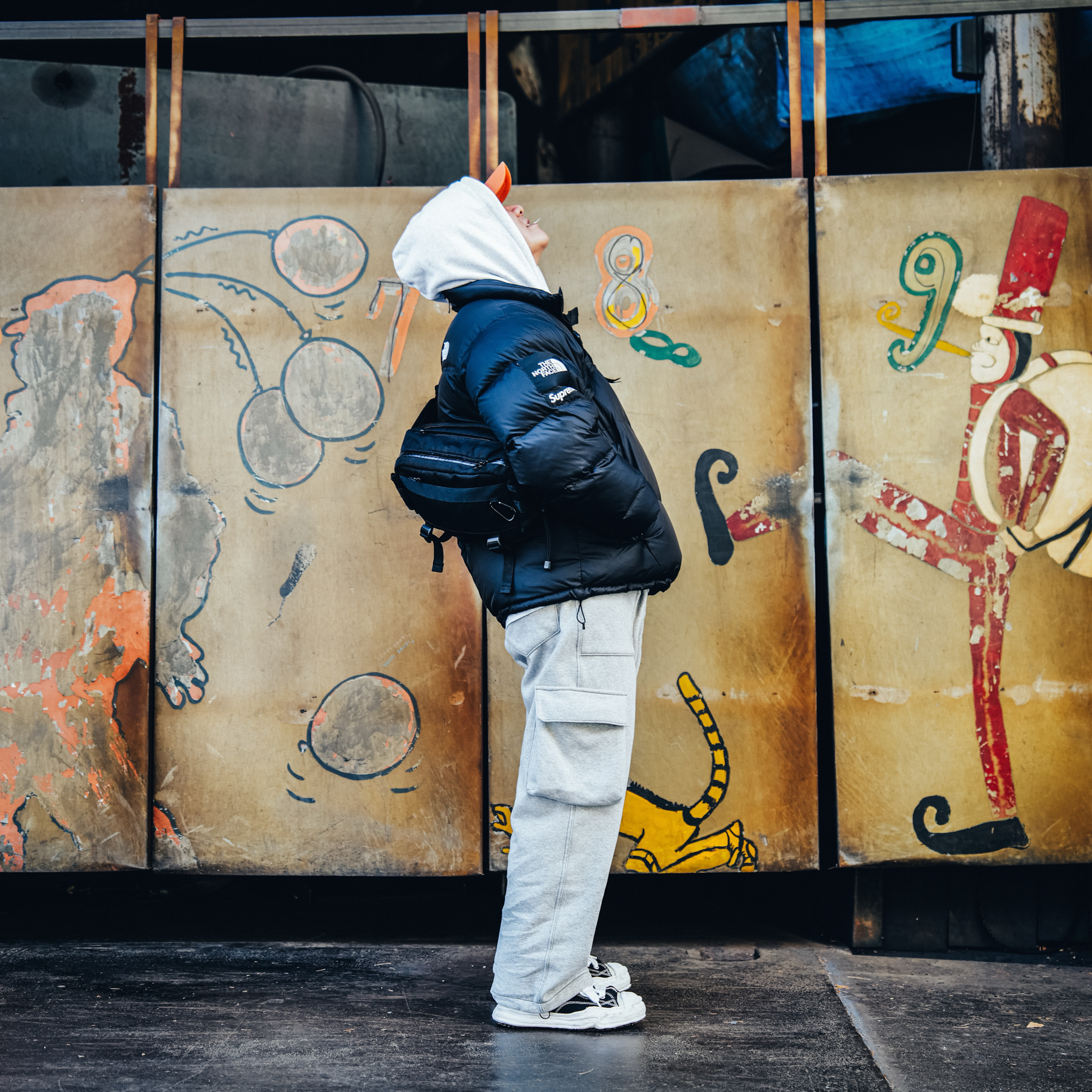 Supreme x The North Face Split Nuptse Jacket Black - 24SS, Maison Mihara Yasuhiro Hank OG Sole Canvas Low-top Sneakers Black 착용 스타일