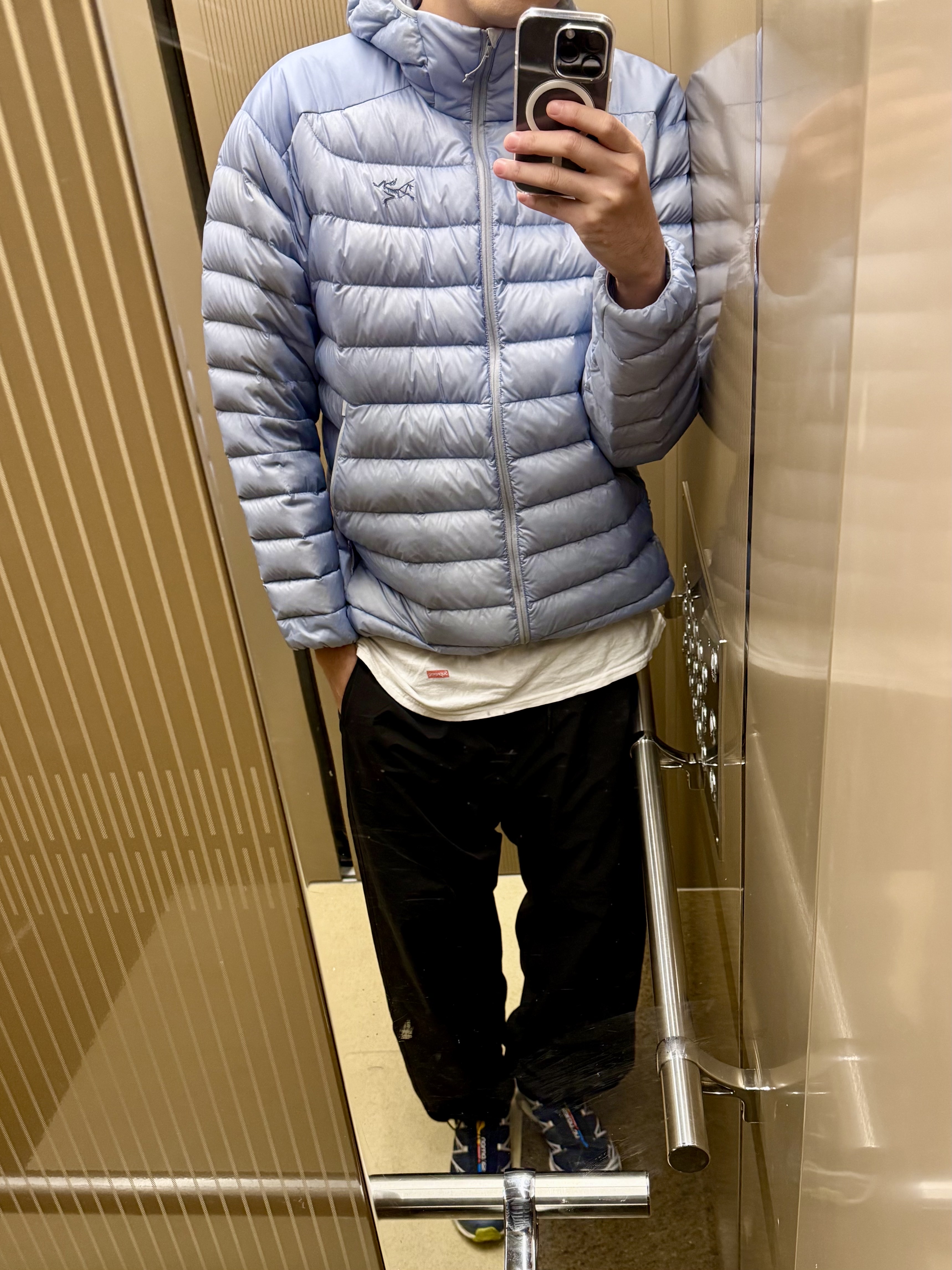 Salomon XT-6 Gore-Tex Night Sky, Arc'teryx Cerium Hoody Lucent 착용 스타일