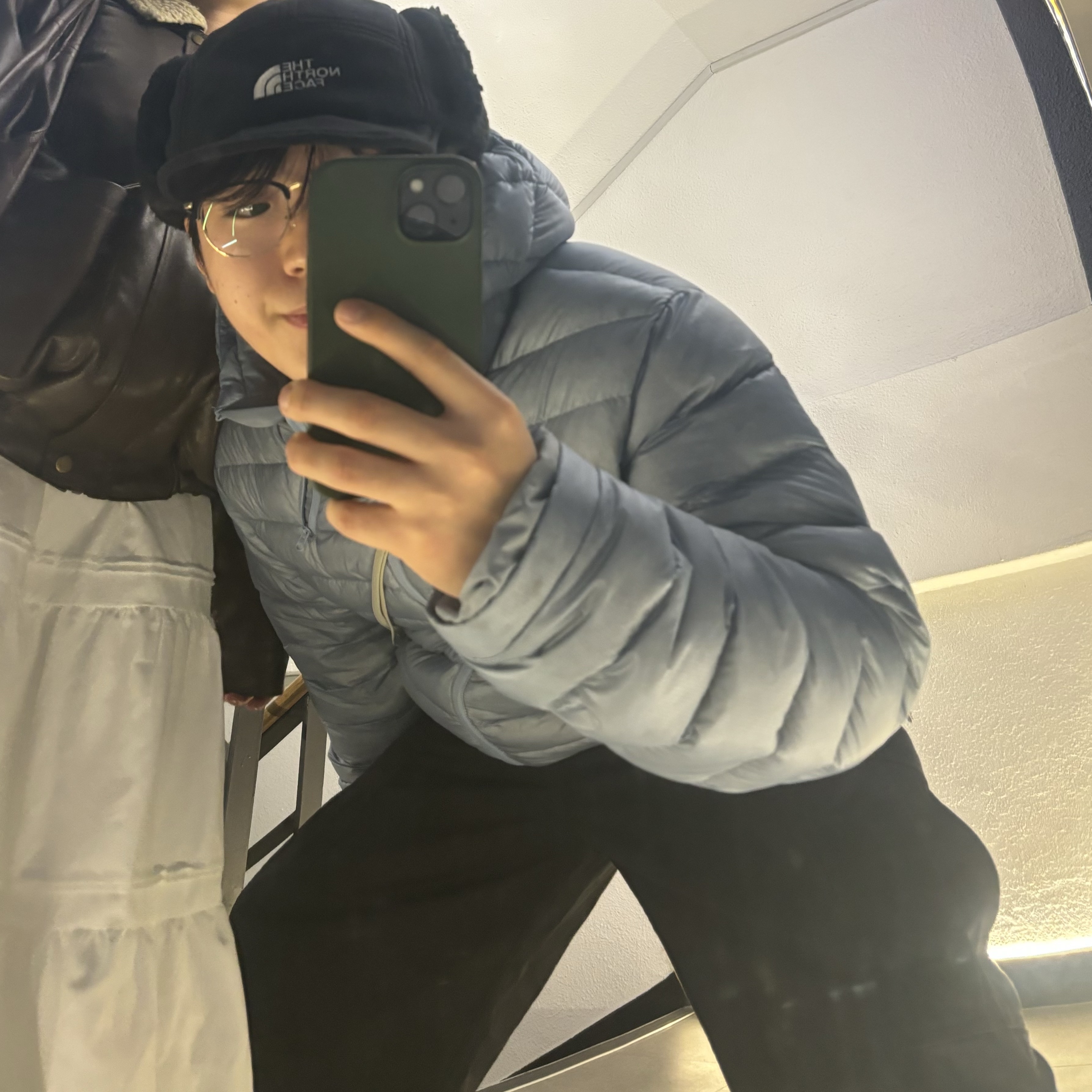 Sansan Gear Suffix Puffer Jacket Sky Blue - 24FW, The North Face Fleece Earmuff Cap EX Black 착용 스타일 - 1