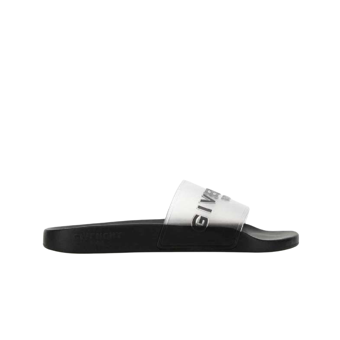 (W) 지방시 러버 슬라이드 플랫 샌들 화이트 블랙((W) Givenchy Slide Flat Sandals in Rubber White Black)