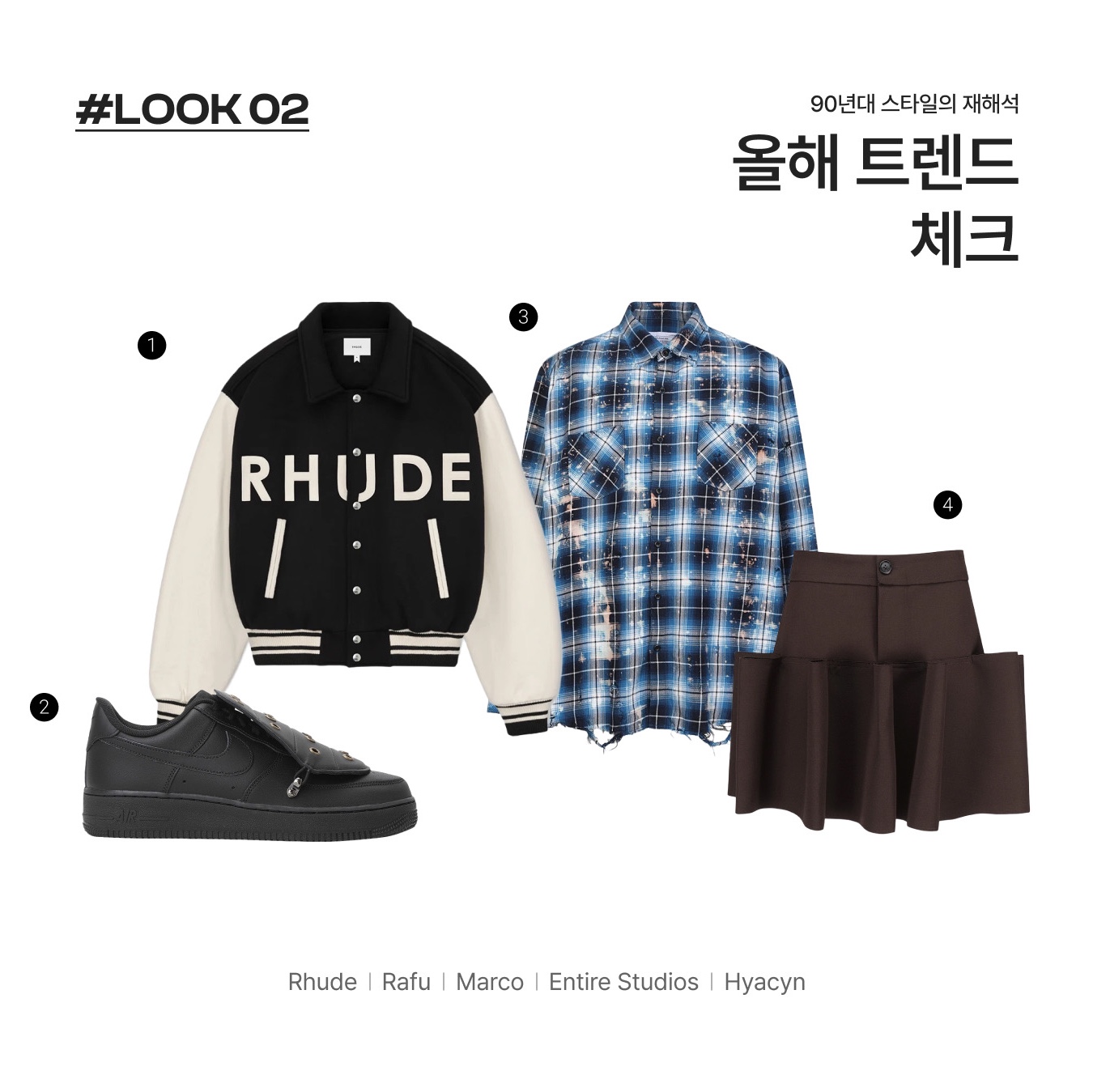 Rhude Collegiate Jacket Black Cream - 24FW, Rafu Bleached Damaged Shirt Blue 착용 스타일