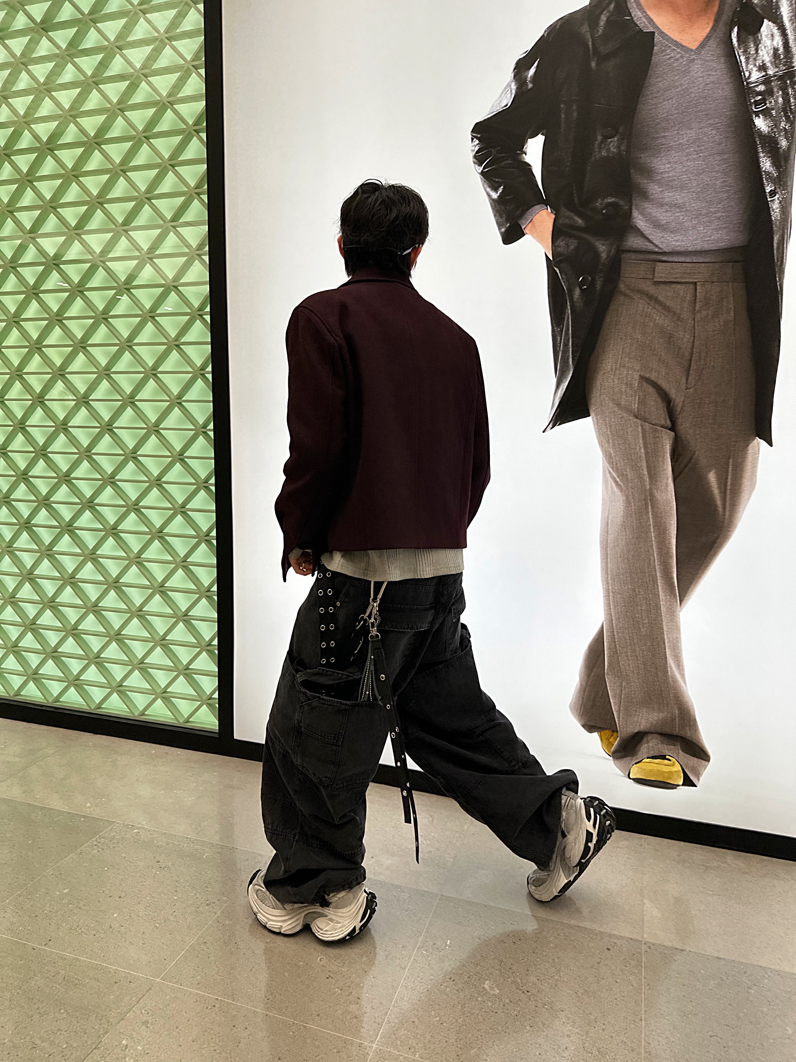 Undermycar Mu.92 Anti Fxxking Logo Play Cropped Wool Blouson - Burgundy 착용 스타일 - 7