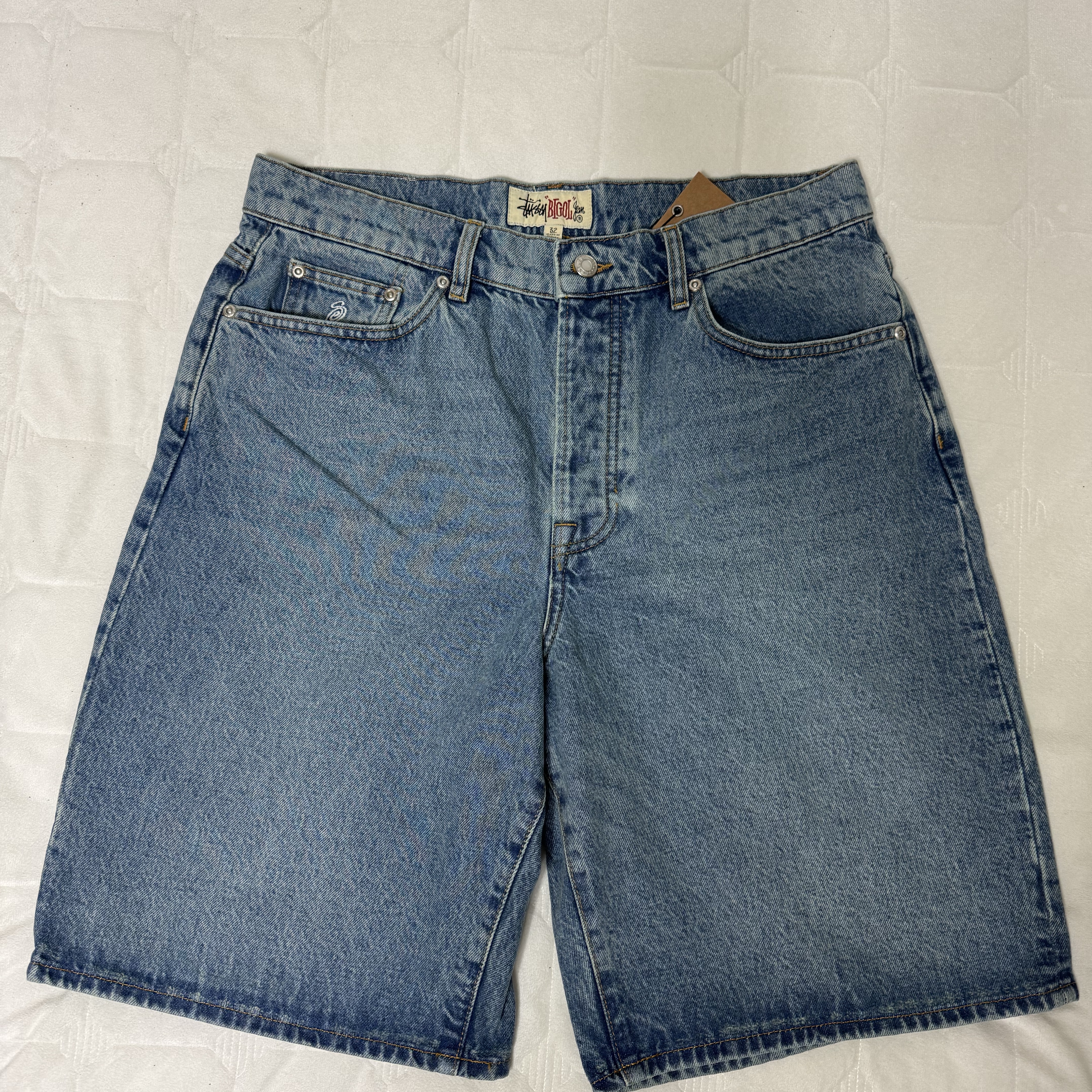 Stussy Denim Big OL' Shorts Washed Blue 착용 스타일