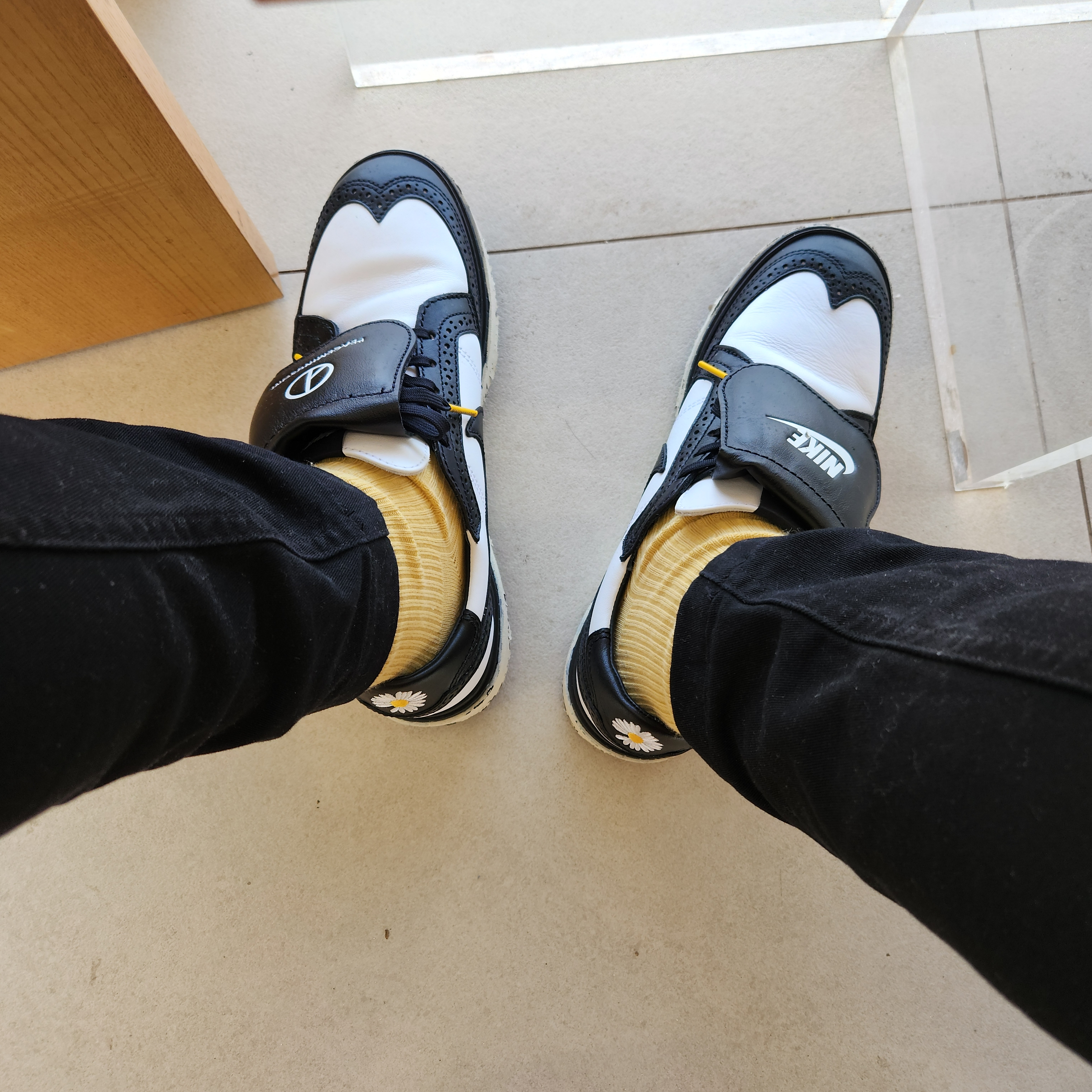 Nike x Peaceminusone Kwondo1 Black and White 착용 스타일 - 1