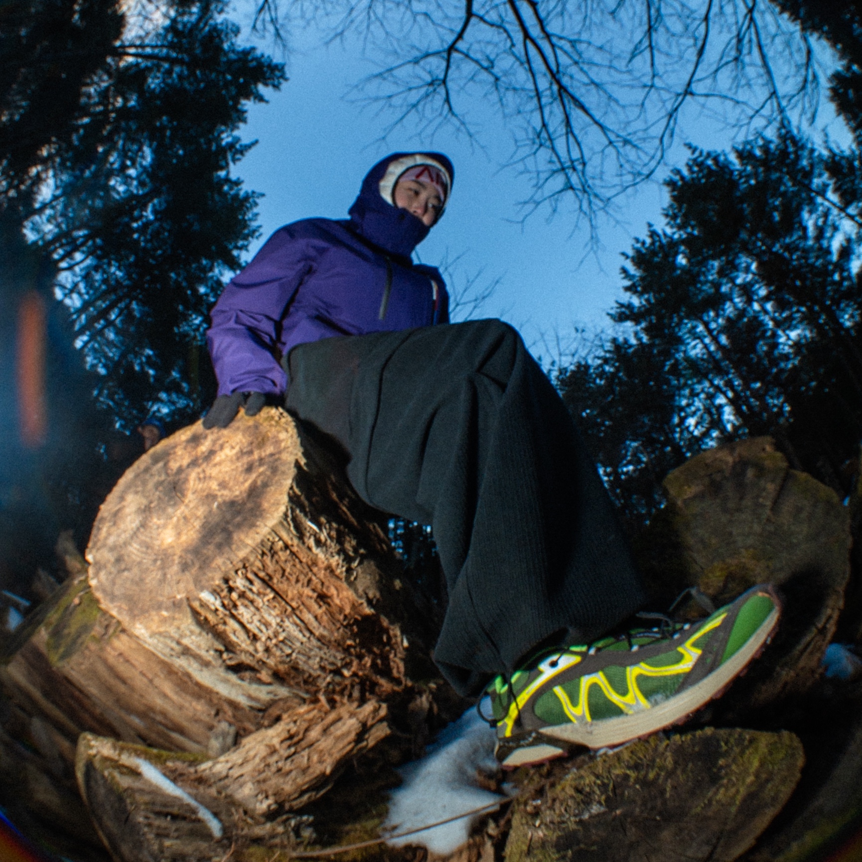 Salomon XT-Whisper Treetop Wren, Salomon Race Flag GTX 3L Jacket Deep Purple 착용 스타일 - 3