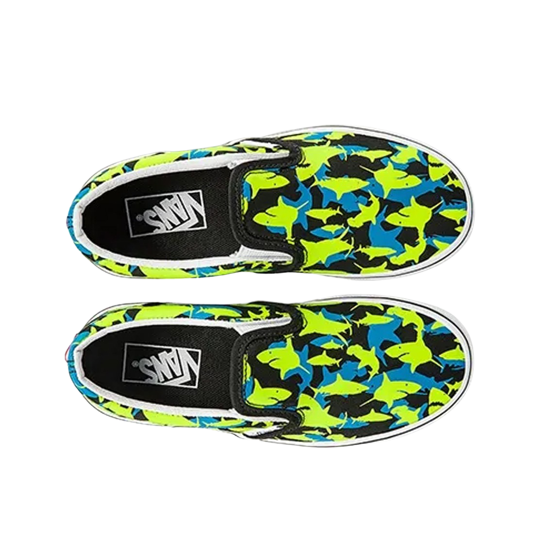 (키즈) 반스 글로우 샤크 클래식 슬립온 세이프티 옐로우((Kids) Vans Glow Shark Classic Slip-On Safety Yellow) - 2