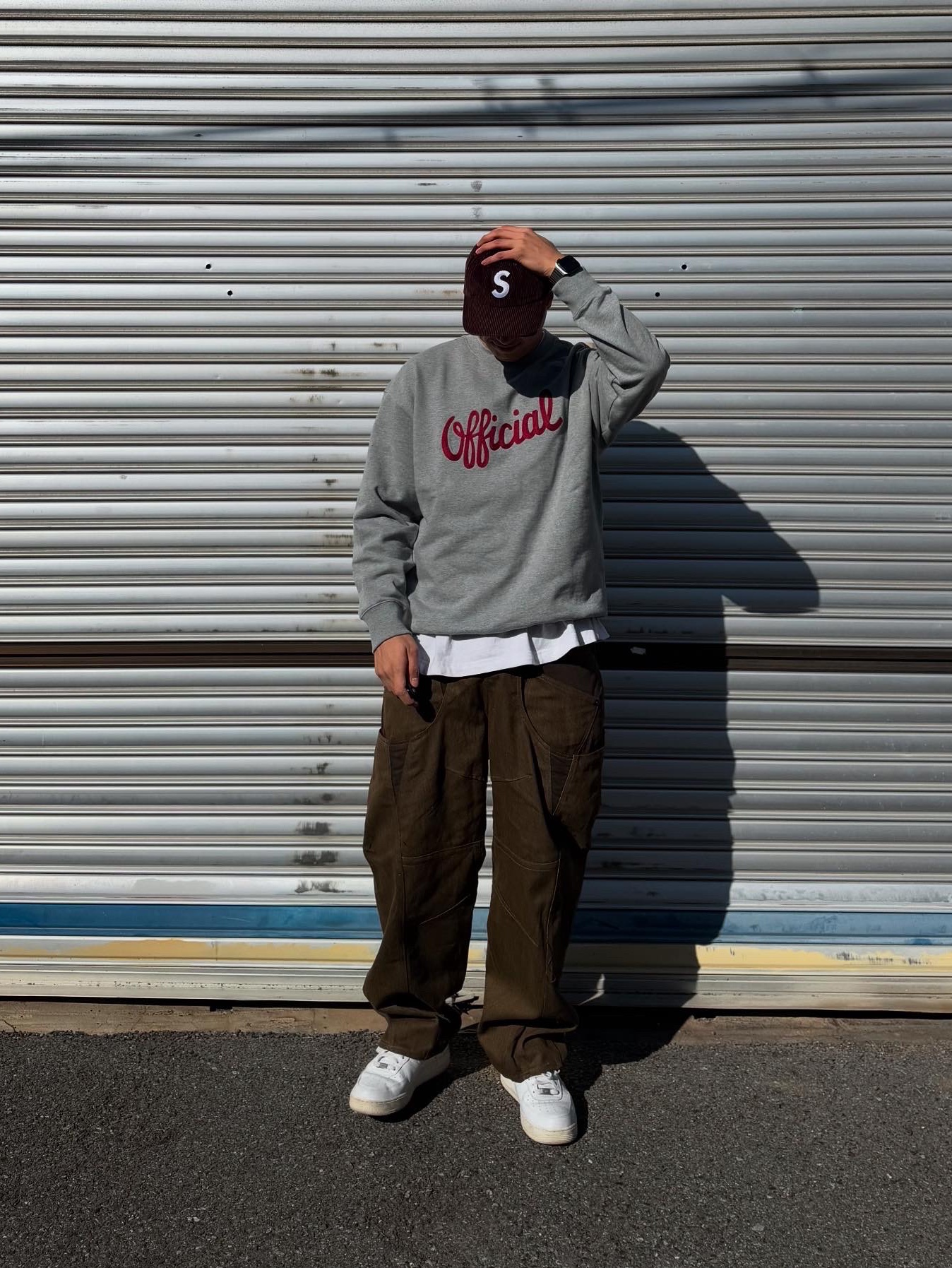 Supreme Corduroy S Logo 6-Panel Dark Brown - 24FW, Nike Air Force 1 '07 Low White 착용 스타일 - 3