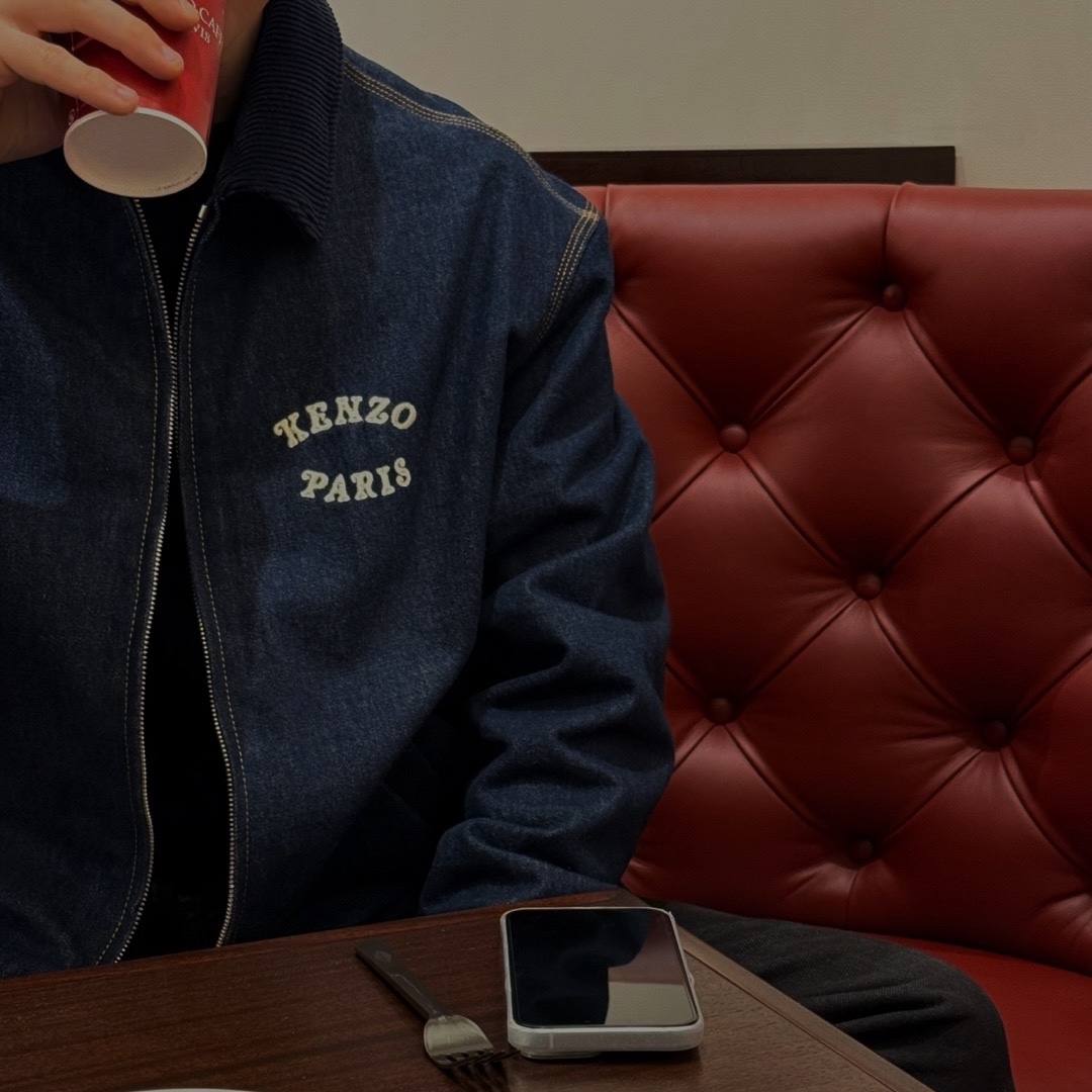 Kenzo x Verdy Market Padded Workwear Jacket Rinse Blue Denim 착용 스타일