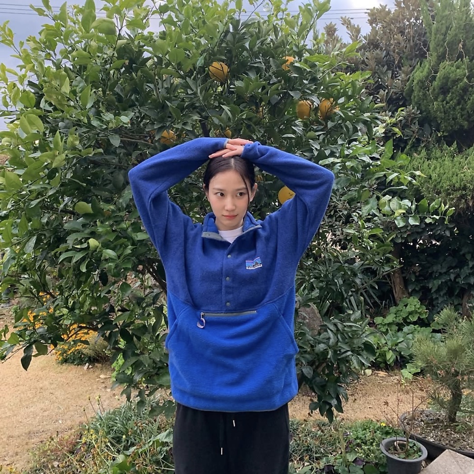 Patagonia Natural Blend Snap-T Fleece Pullover Passage Blue 착용 스타일 - 2