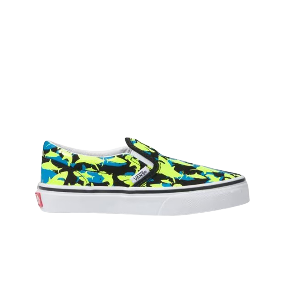 VN0A5KXM7T7 (Kids) Vans Glow Shark Classic Slip-On Safety Yellow