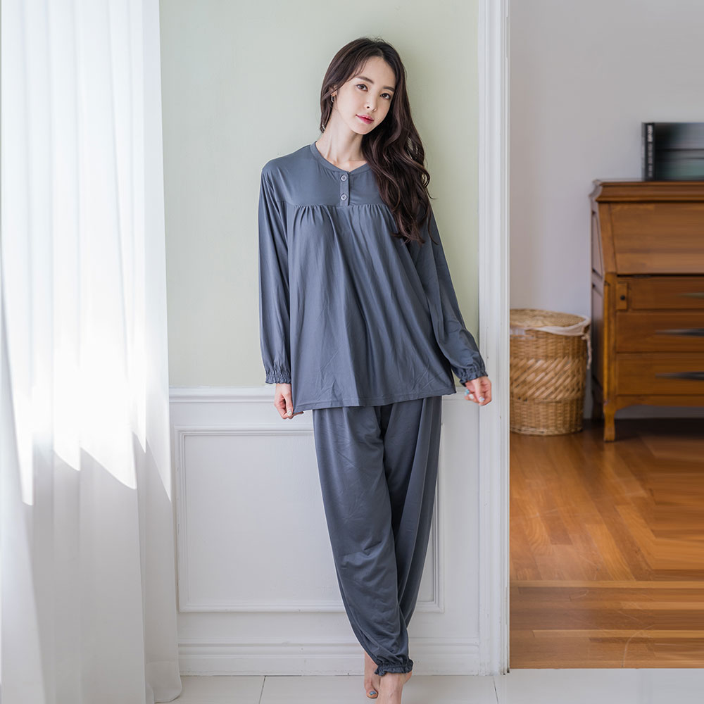 [3% 적립] (W) 에이원 피치 기모 라운드 잠옷 세트 다크그레이([3% 적립] (W) Aone Peach Fleece Round Pajama Set Dark Gray) - 2