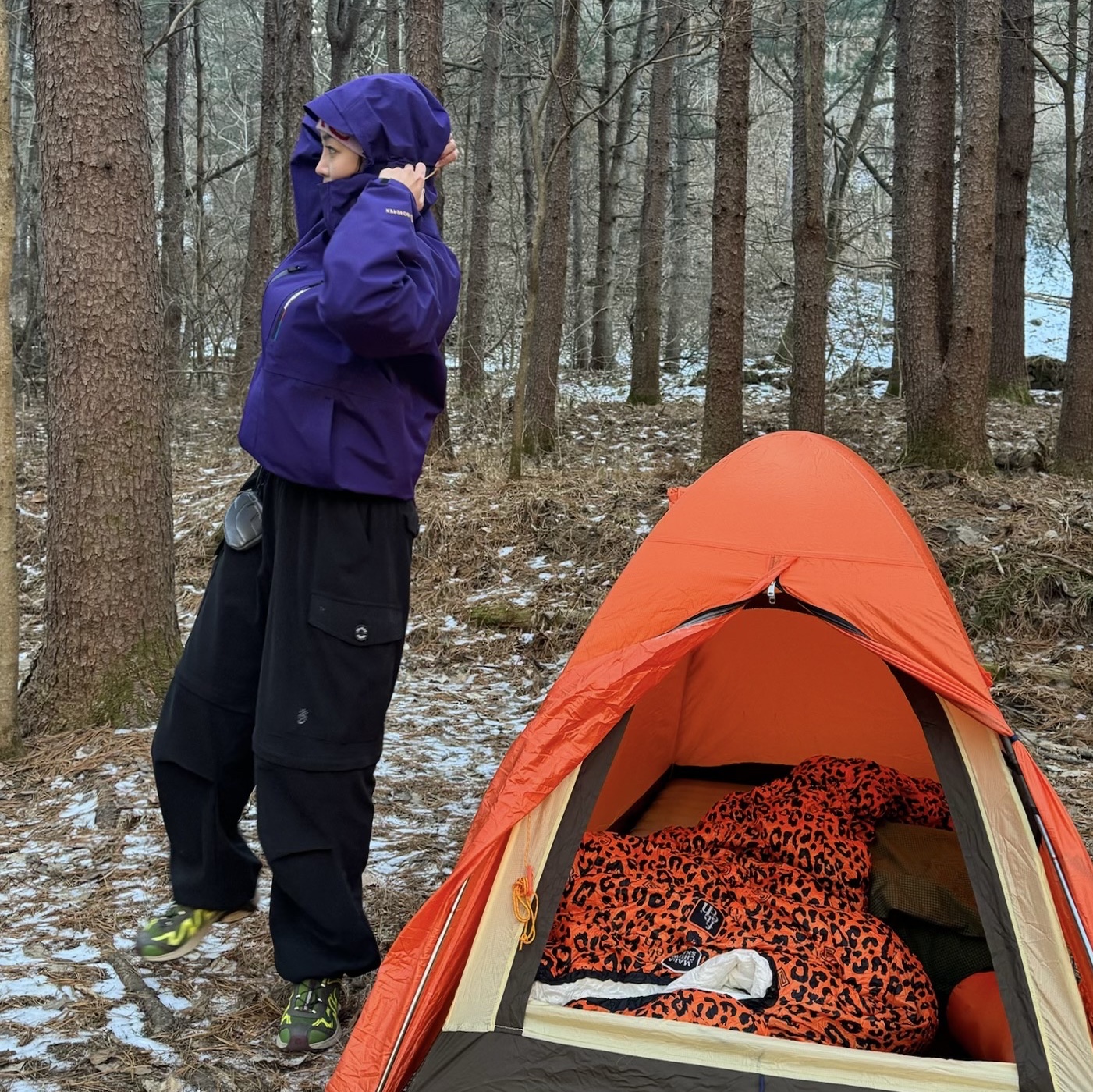 Salomon XT-Whisper Treetop Wren, Salomon Race Flag GTX 3L Jacket Deep Purple 착용 스타일 - 5