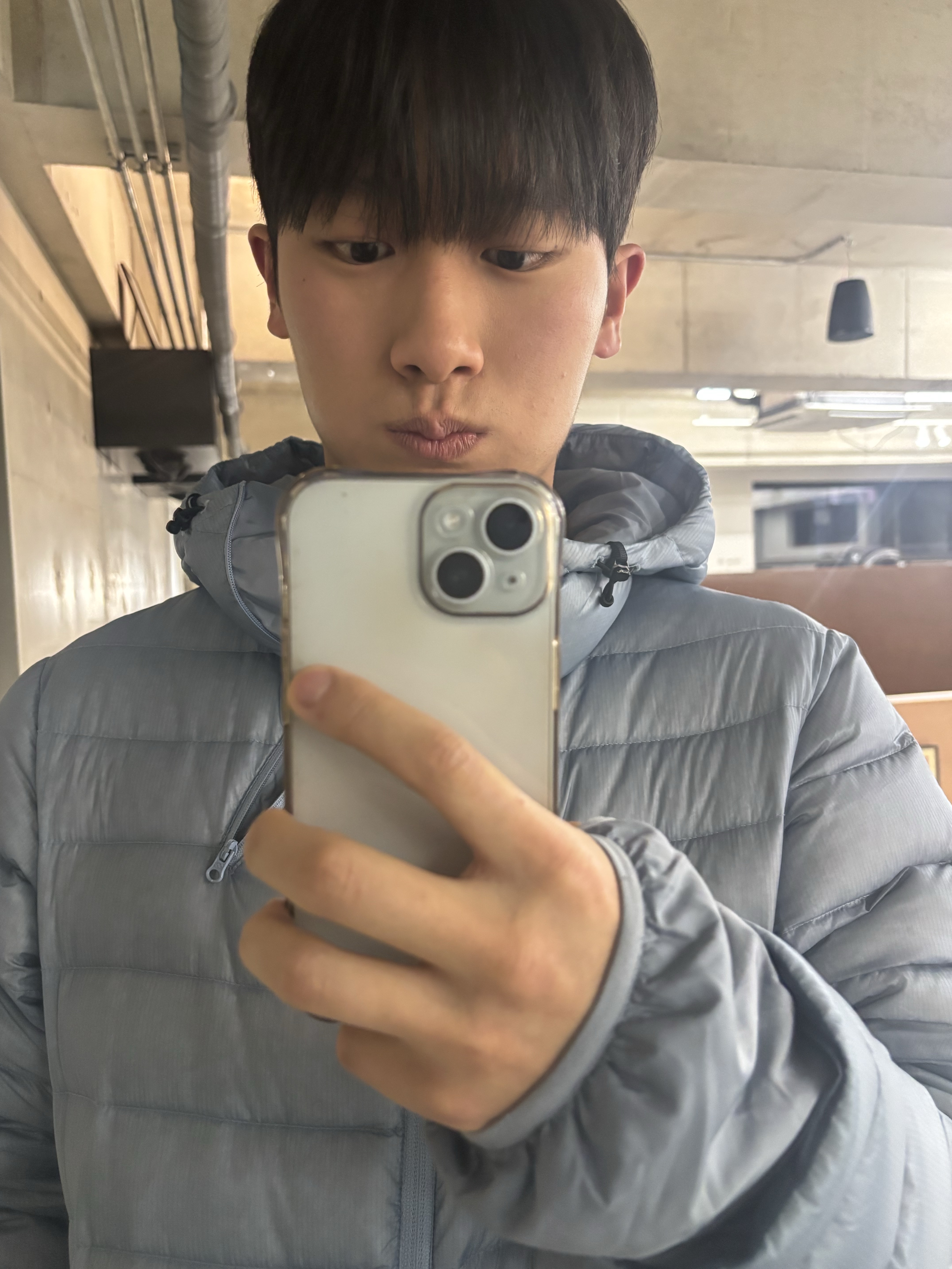 Sansan Gear Suffix Puffer Jacket Sky Blue - 24FW 착용 스타일 - 3