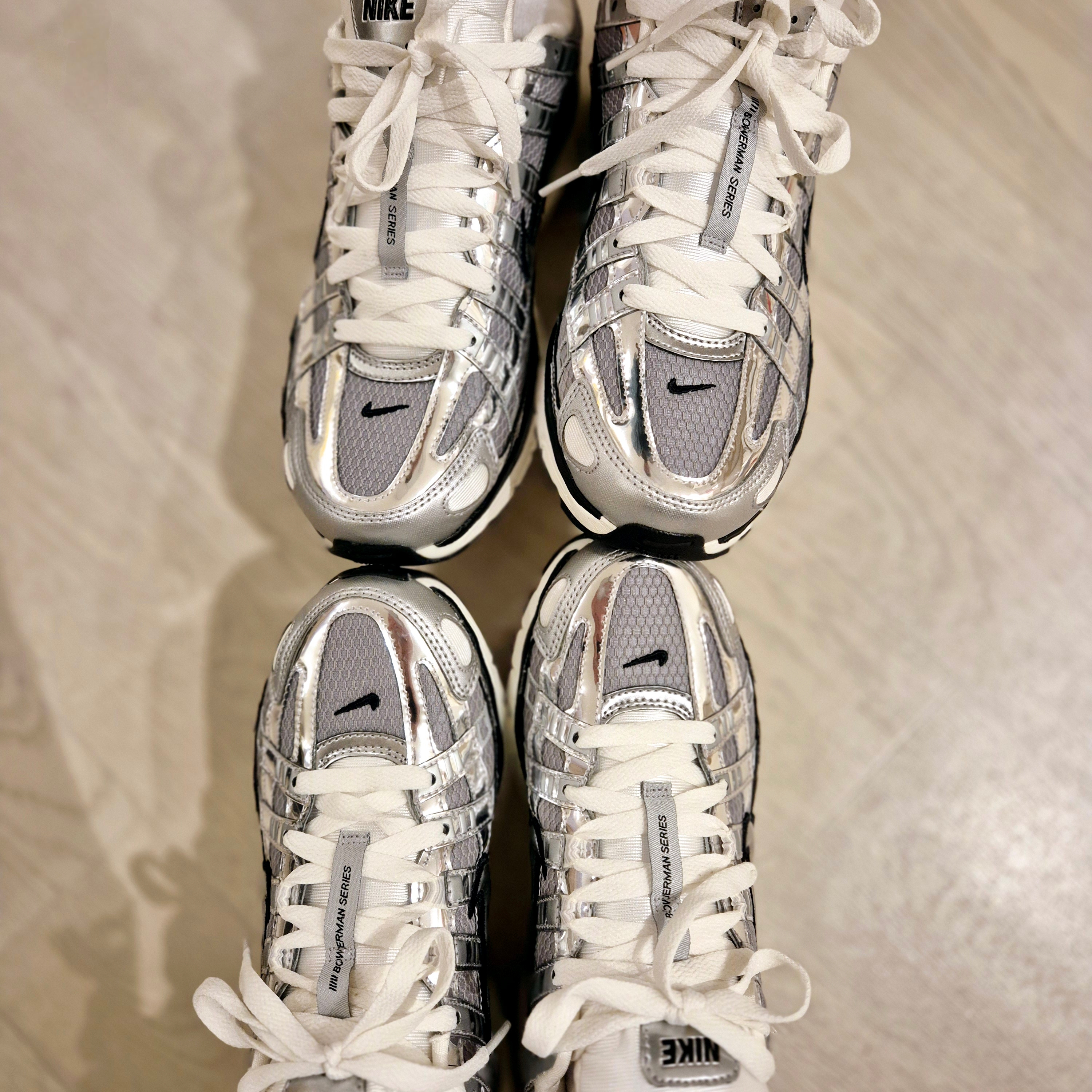 Nike P-6000 Metallic Silver 착용 스타일
