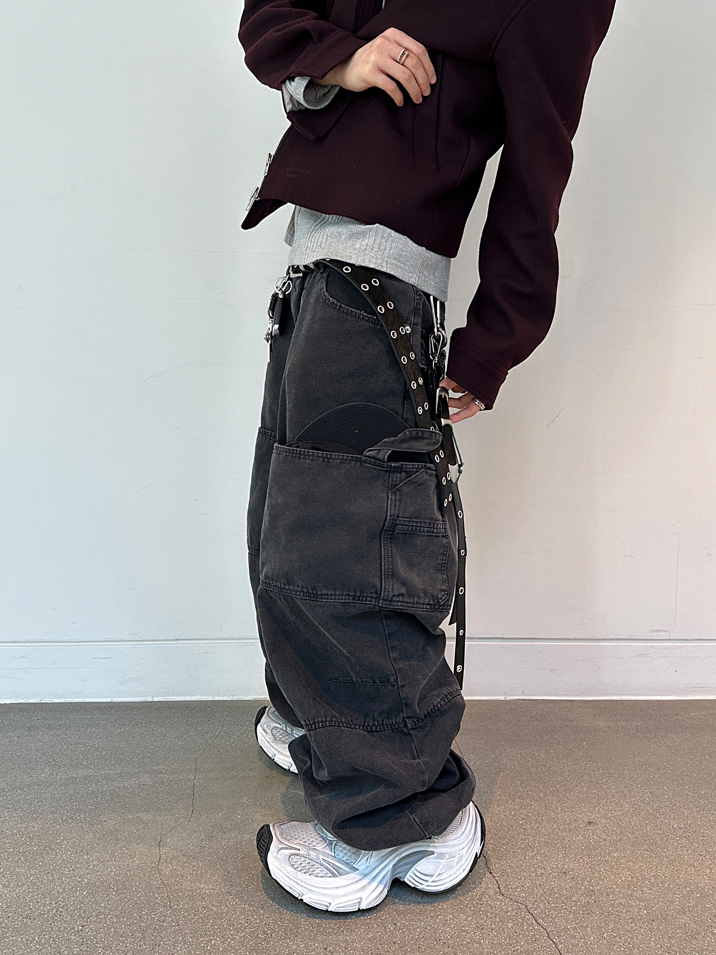 Undermycar Mu.92 Anti Fxxking Logo Play Cropped Wool Blouson - Burgundy 착용 스타일 - 5