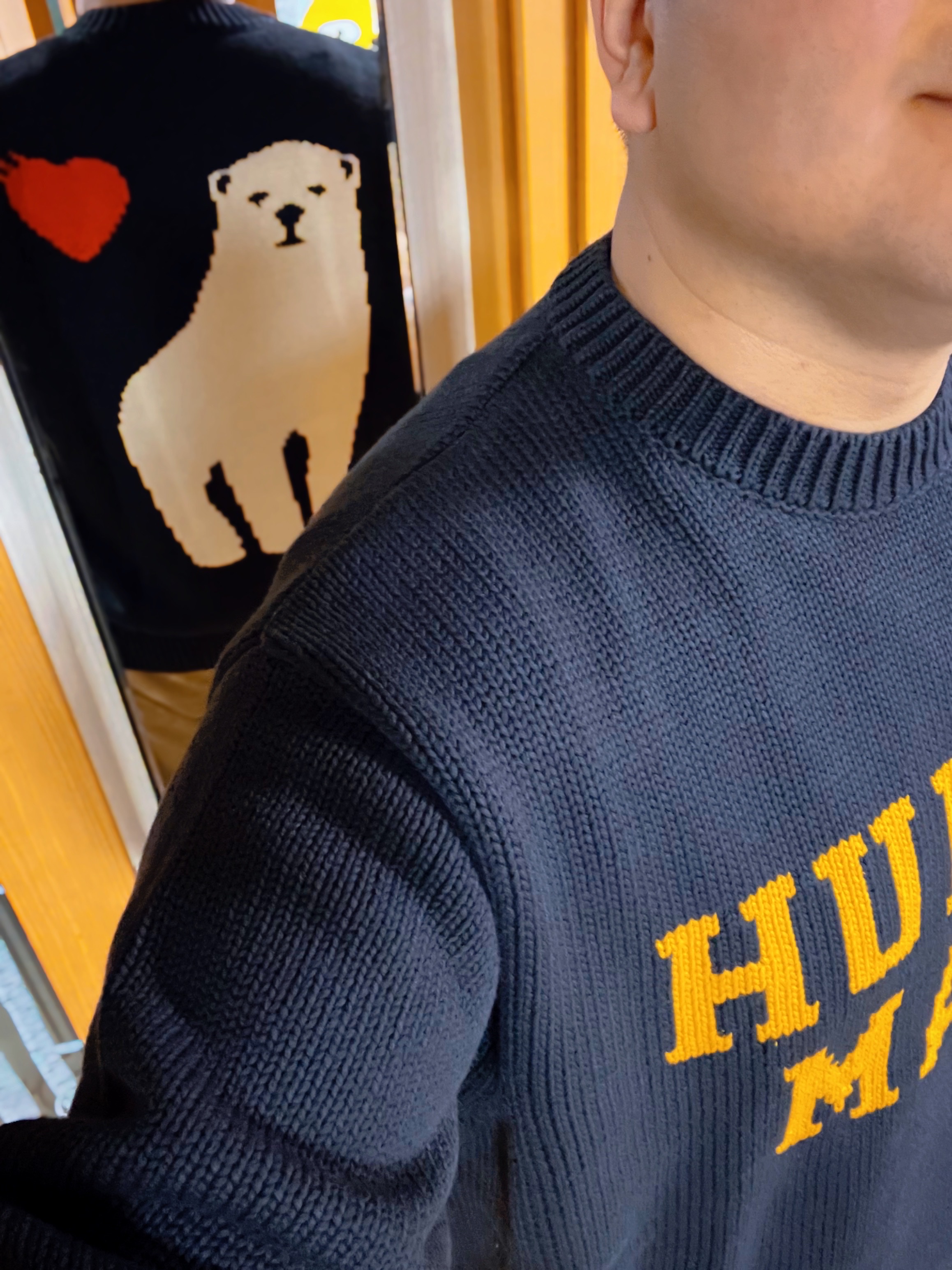 Human Made Low Gauge Knit Sweater Charcoal 착용 스타일