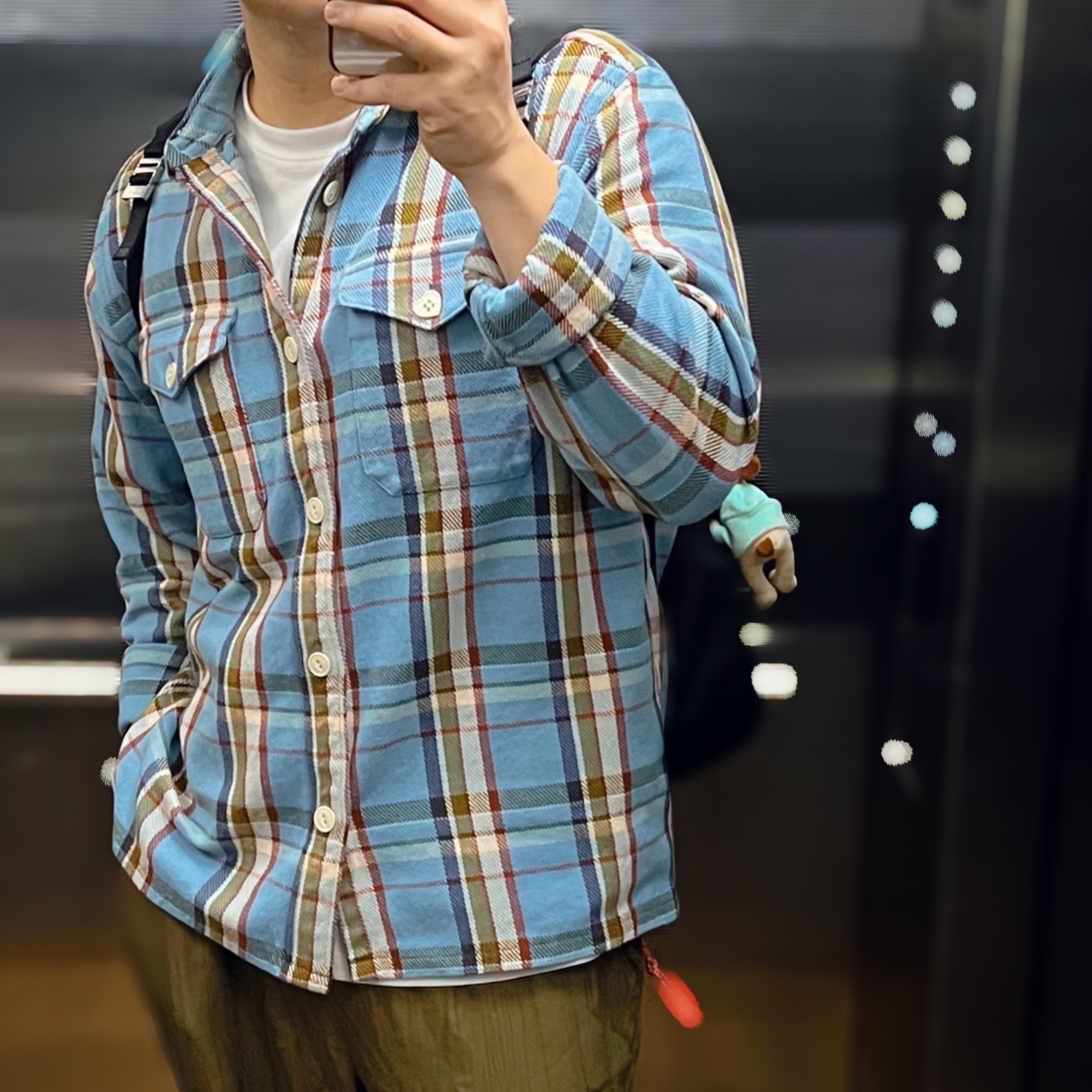 Human Made Check Shirt Blue 착용 스타일 - 1