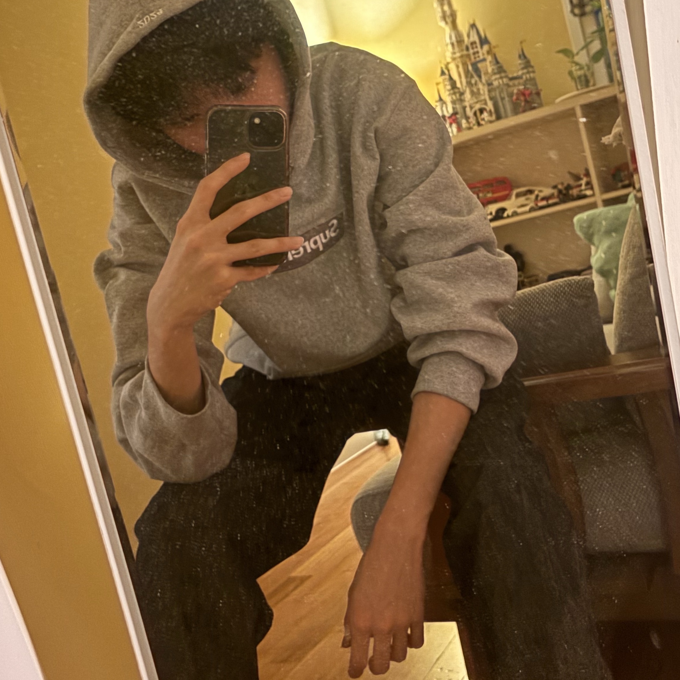 Supreme Box Logo Hooded Sweatshirt Heather Grey - 24FW 착용 스타일