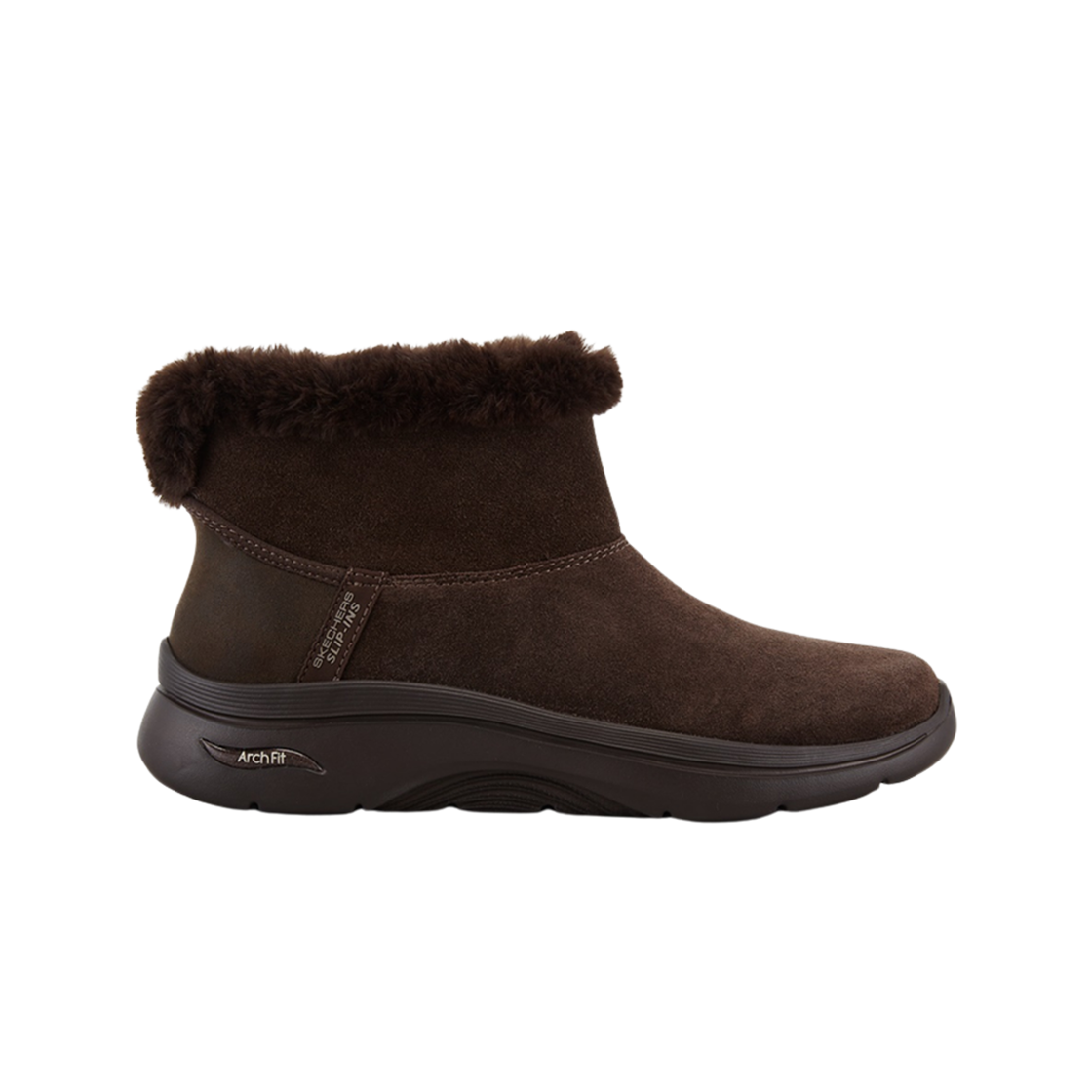 (W) 스케처스 고 워크 아치 핏 2.0 부츠 슬립 인스 초콜릿((W) Skechers Go Walk Arch Fit 2.0 Boots Slip Ins Chocolate)