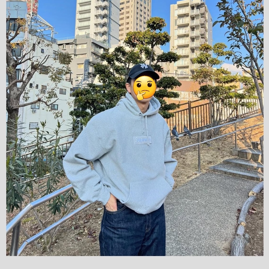 Supreme Box Logo Hooded Sweatshirt Heather Grey - 24FW 착용 스타일 - 4