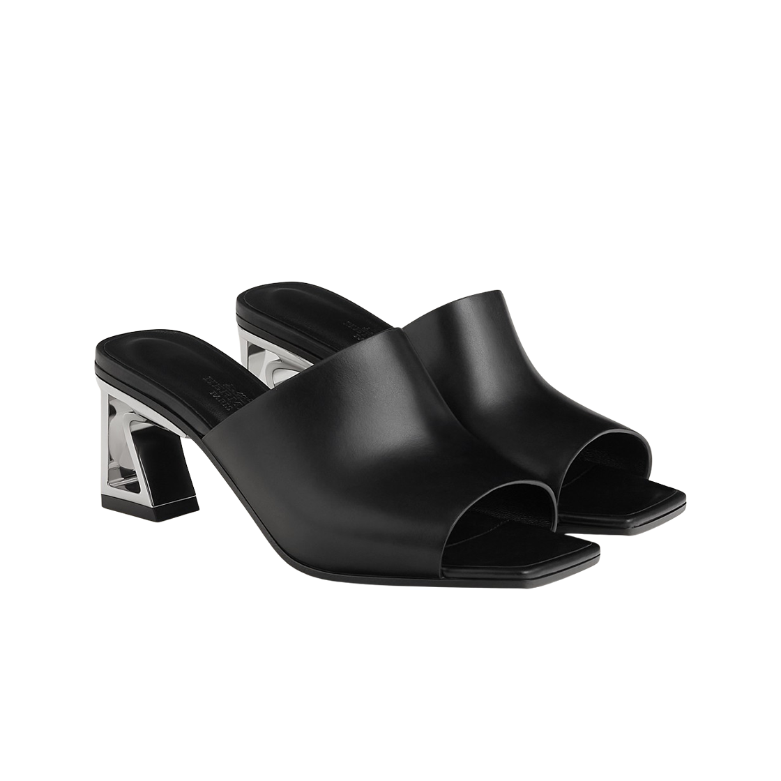(W) 에르메스 카일리 60 뮬 카프스킨 & 누아((W) Hermes Kylie 60 Mule Calfskin & Noir) - 2