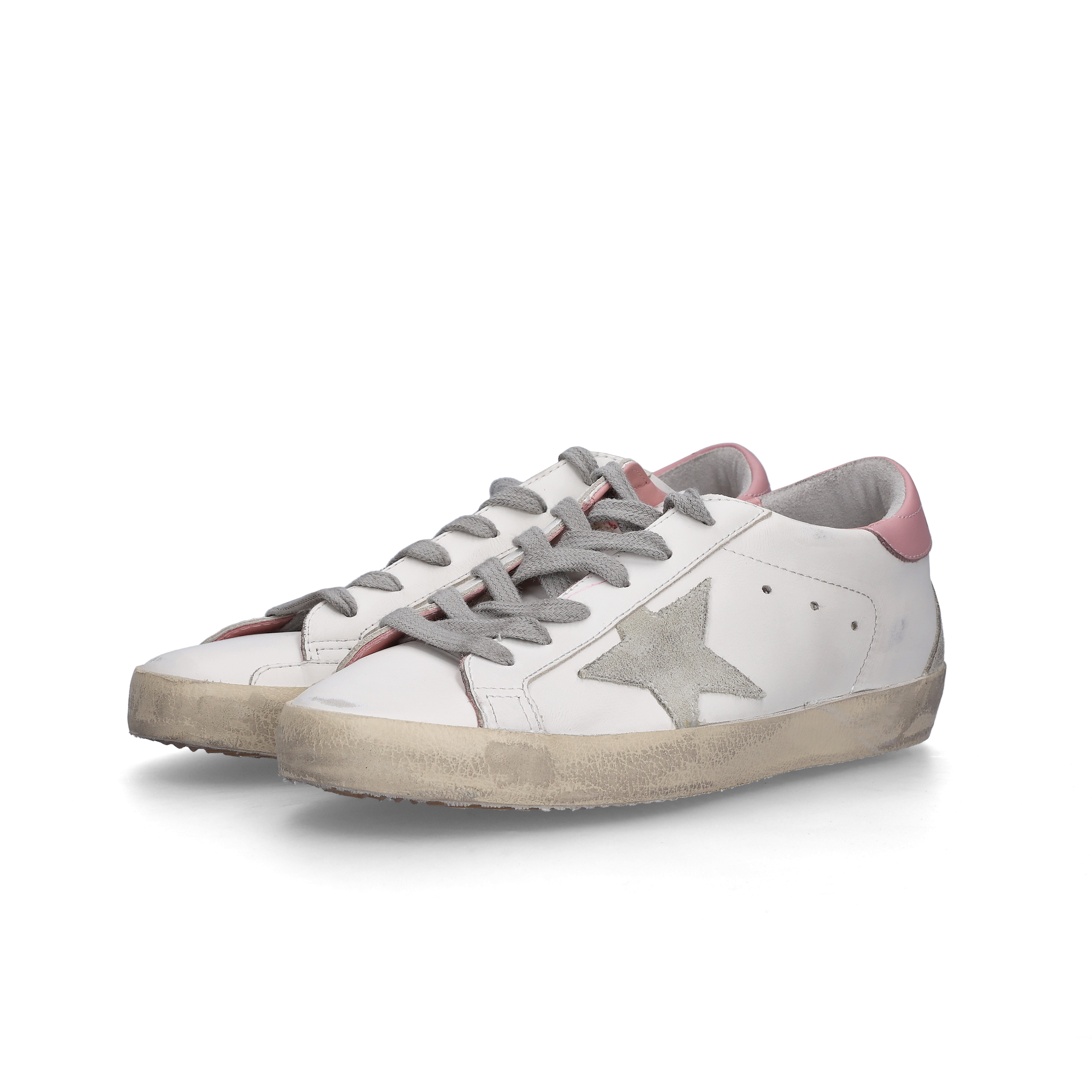 (W) Golden Goose Superstar White Pink Heel Tab Sneakers