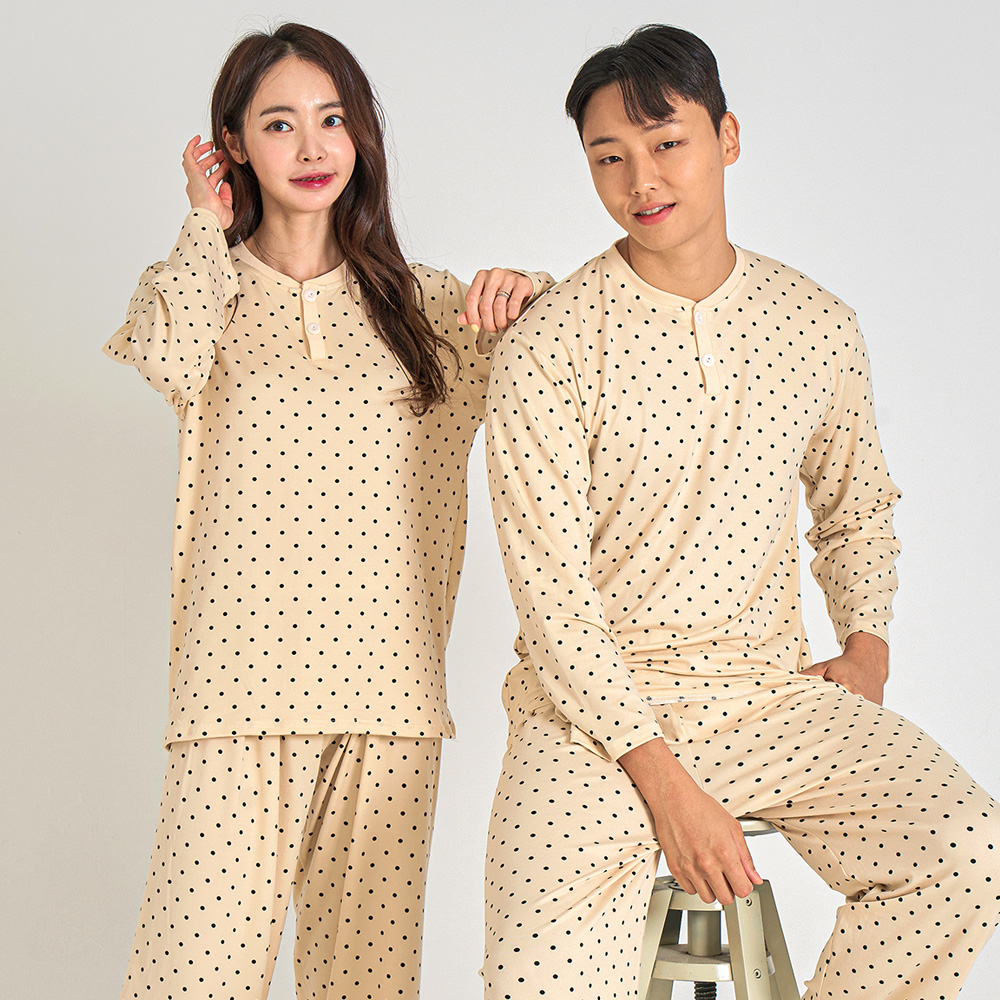[3% 적립] 에이원 유니섹스 미니 도트 라운드 잠옷 세트 도트아이보리([3% 적립] Aone Unisex Mini Dot Round Pajamas Set Dot Ivory) - 2
