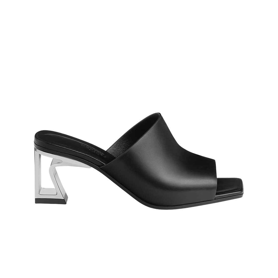 H251200Z02 (W) Hermes Kylie 60 Mule Calfskin & Noir