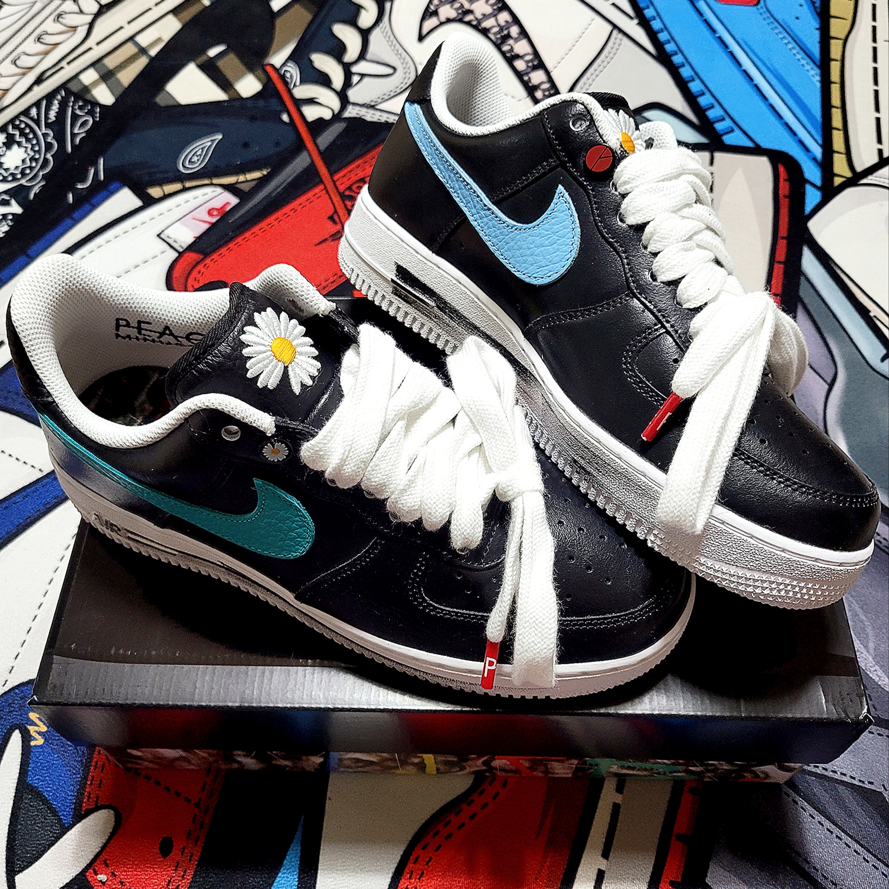 Nike x Peaceminusone Air Force 1 Low Para-Noise 3.0 Black and Multicolor 착용 스타일