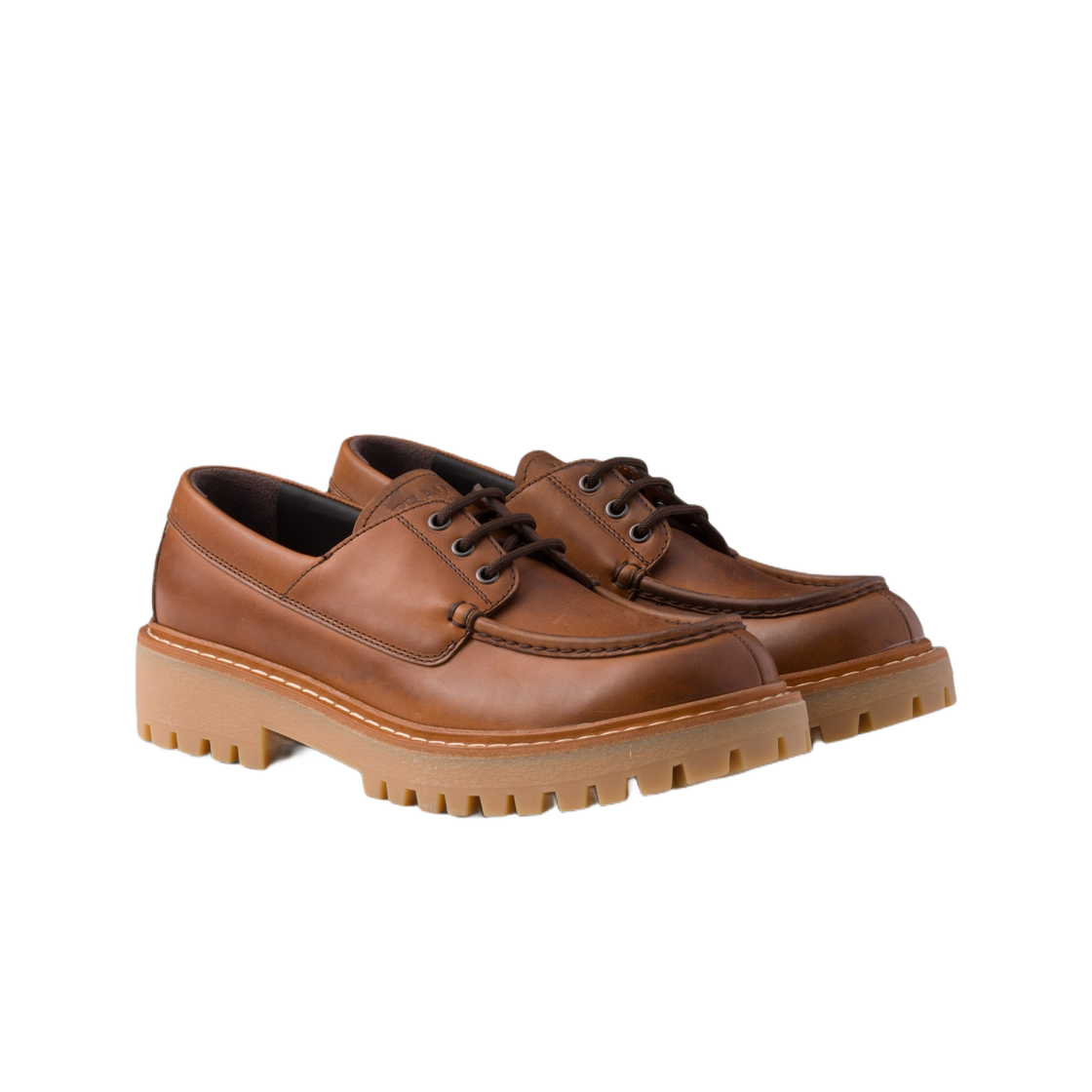 프라다 레이스드 레더 로퍼 꼬냑(Prada Laced Leather Loafers Cognac) - 2