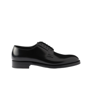 Prada Brushed Leather Lace-Up Shoes Black