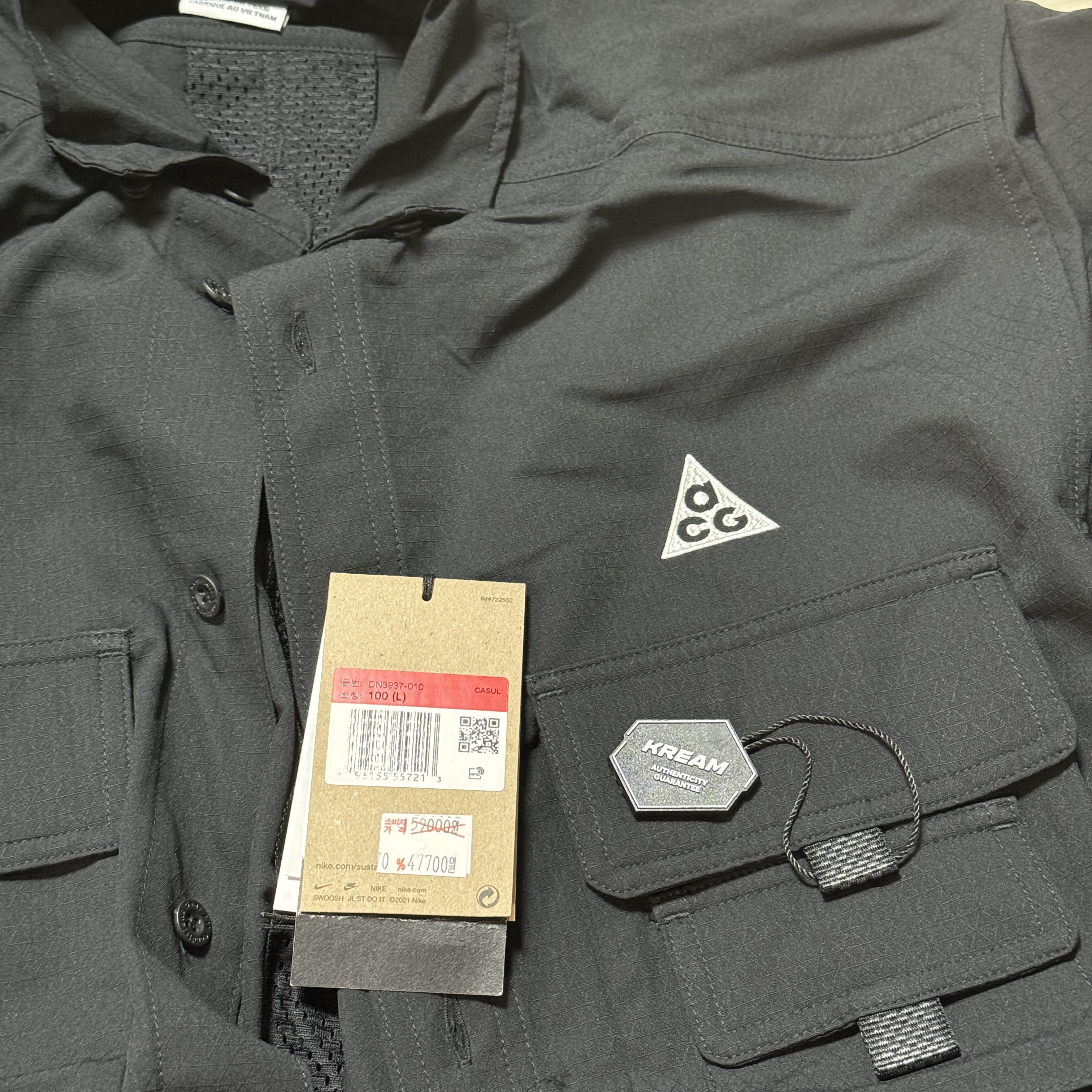 Nike ACG Dri-Fit UV Devastation Trail Shirt Black Summit White - Asia 착용 스타일