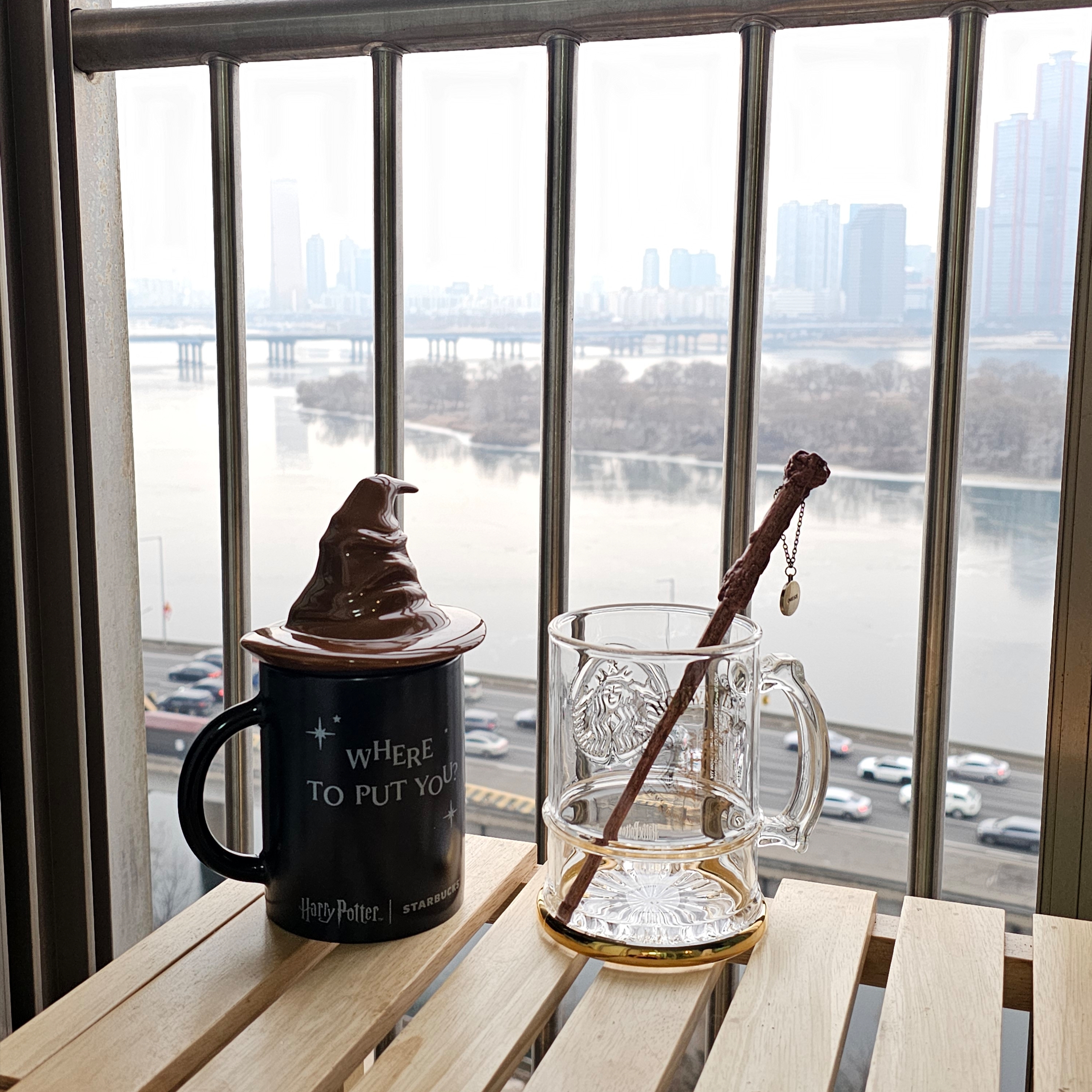 Starbucks x Harry Potter Wand Muddler, Starbucks x Harry Potter Dormitory Xion Mug (Set of 4) 착용 스타일