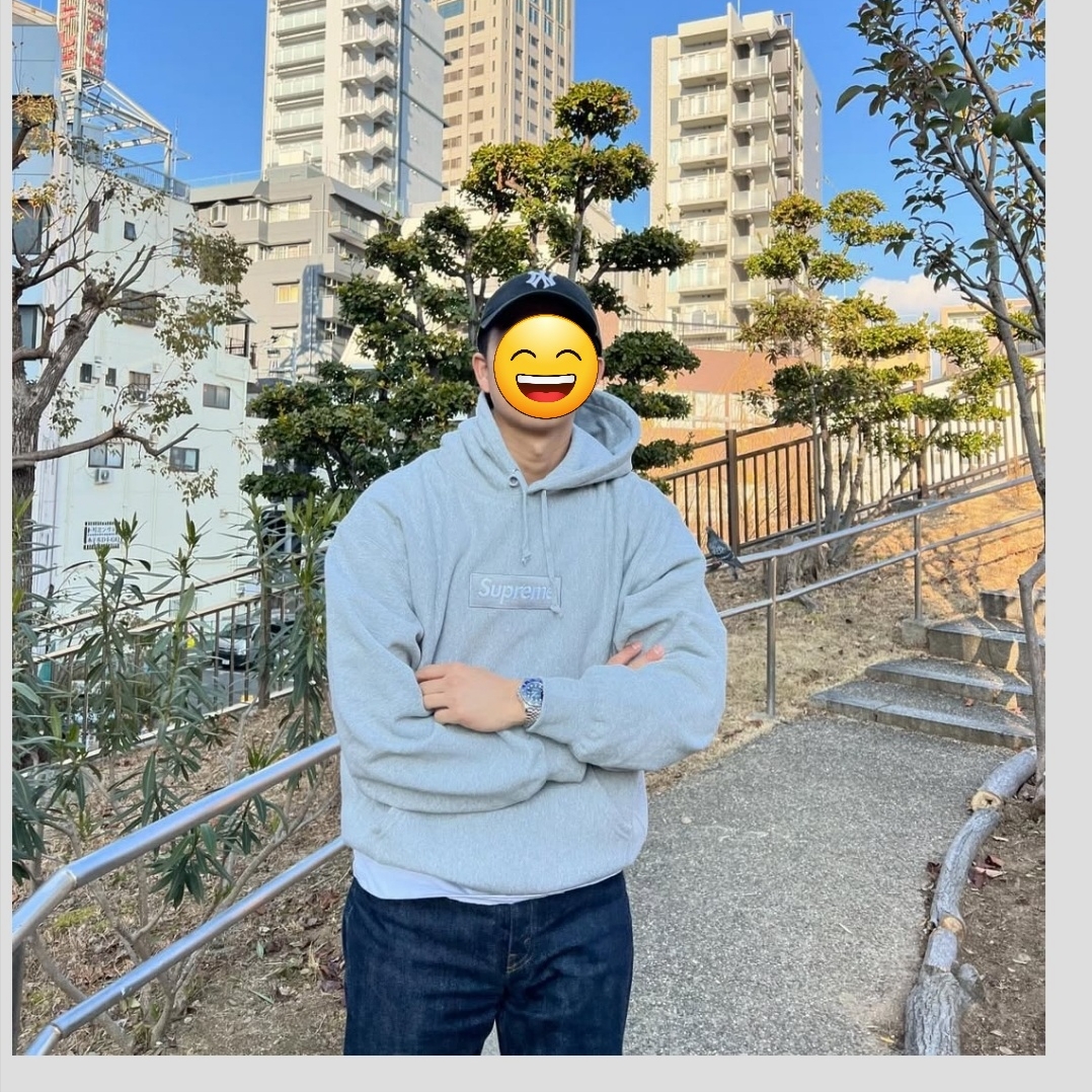 Supreme Box Logo Hooded Sweatshirt Heather Grey - 24FW 착용 스타일 - 3