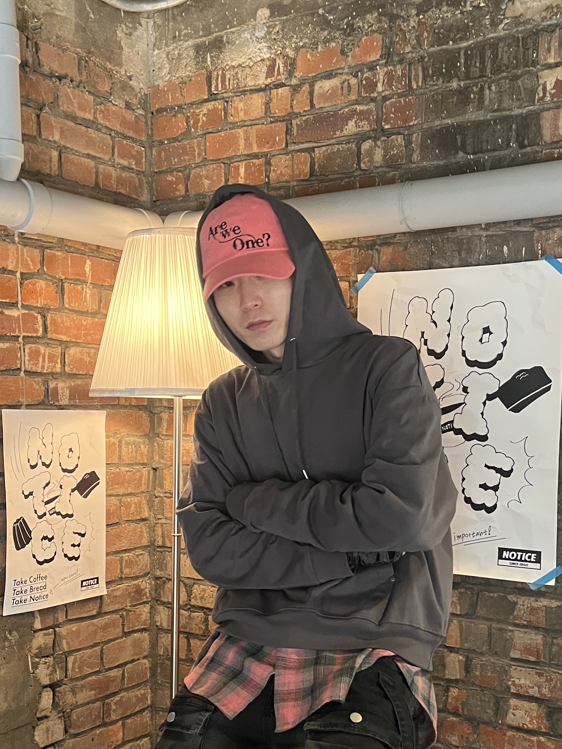 DVAN Are We One? Pigment Emb Ball Cap Neon Pink 착용 스타일 - 6
