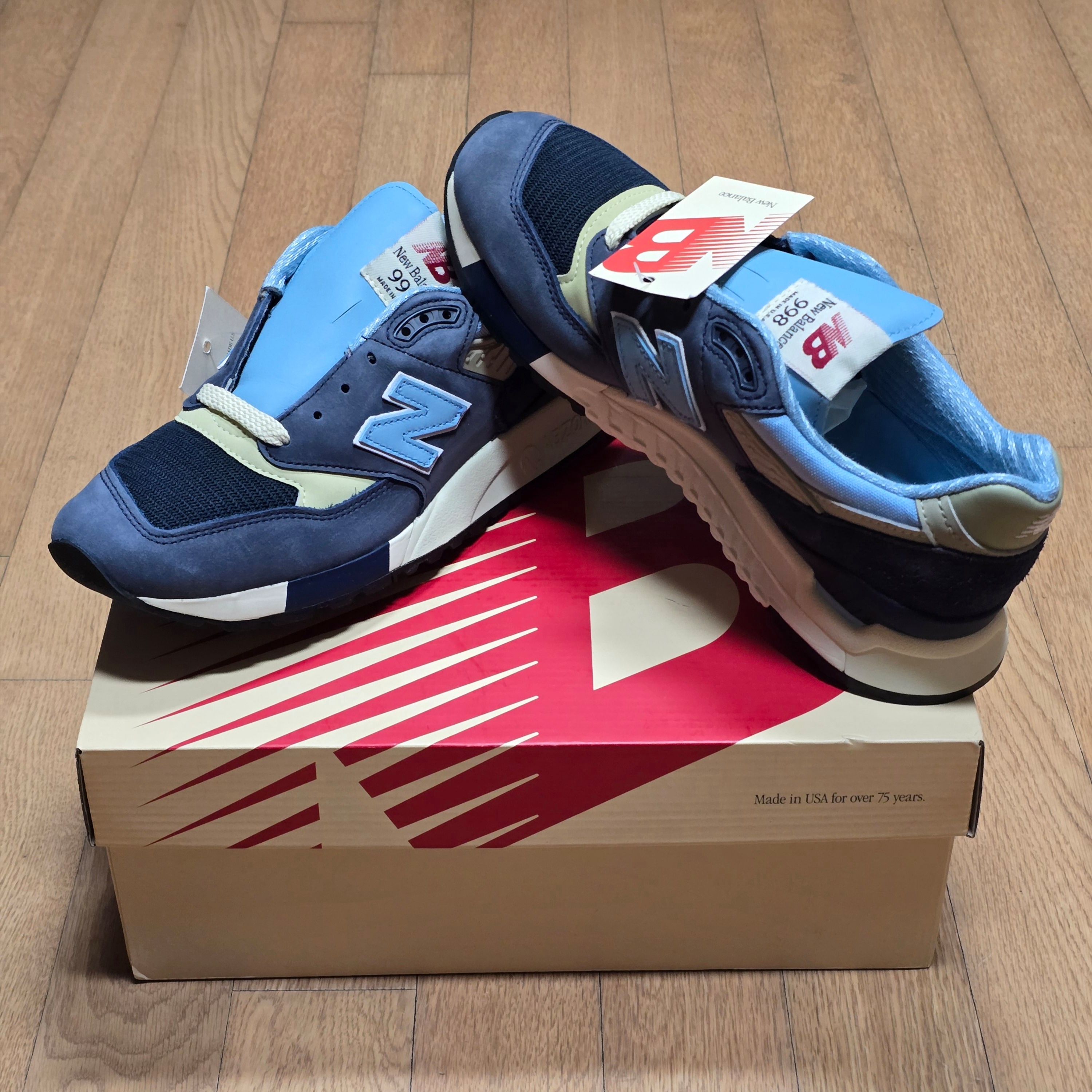 New Balance 998 Made in USA Nb Navy Chrome Blue 착용 스타일