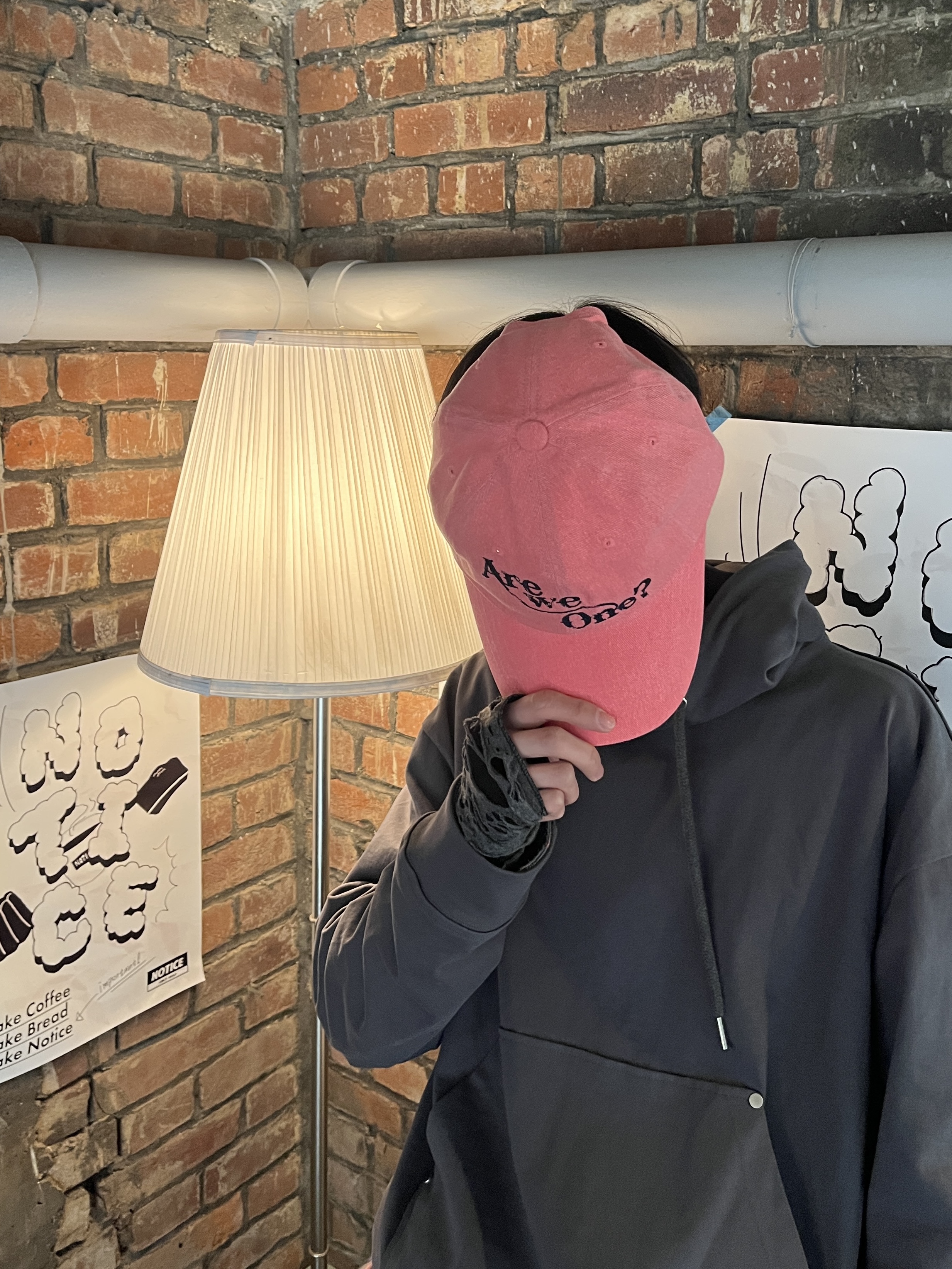 DVAN Are We One? Pigment Emb Ball Cap Neon Pink 착용 스타일 - 3