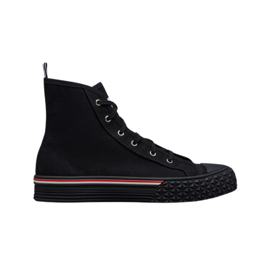Thom Browne Canvas Tartan Tread Sole Collegiate High Top Trainer Black
