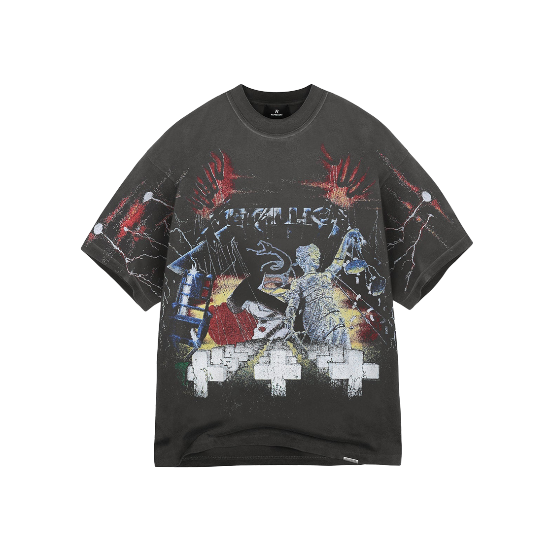 리프레젠트 x 메탈리카 마스터 오브 퍼펫츠 SS 티셔츠 빈티지 그레이 - 25SS(Represent x Metallica Master Of Puppets SS T-Shirt Vintage Grey - 25SS)