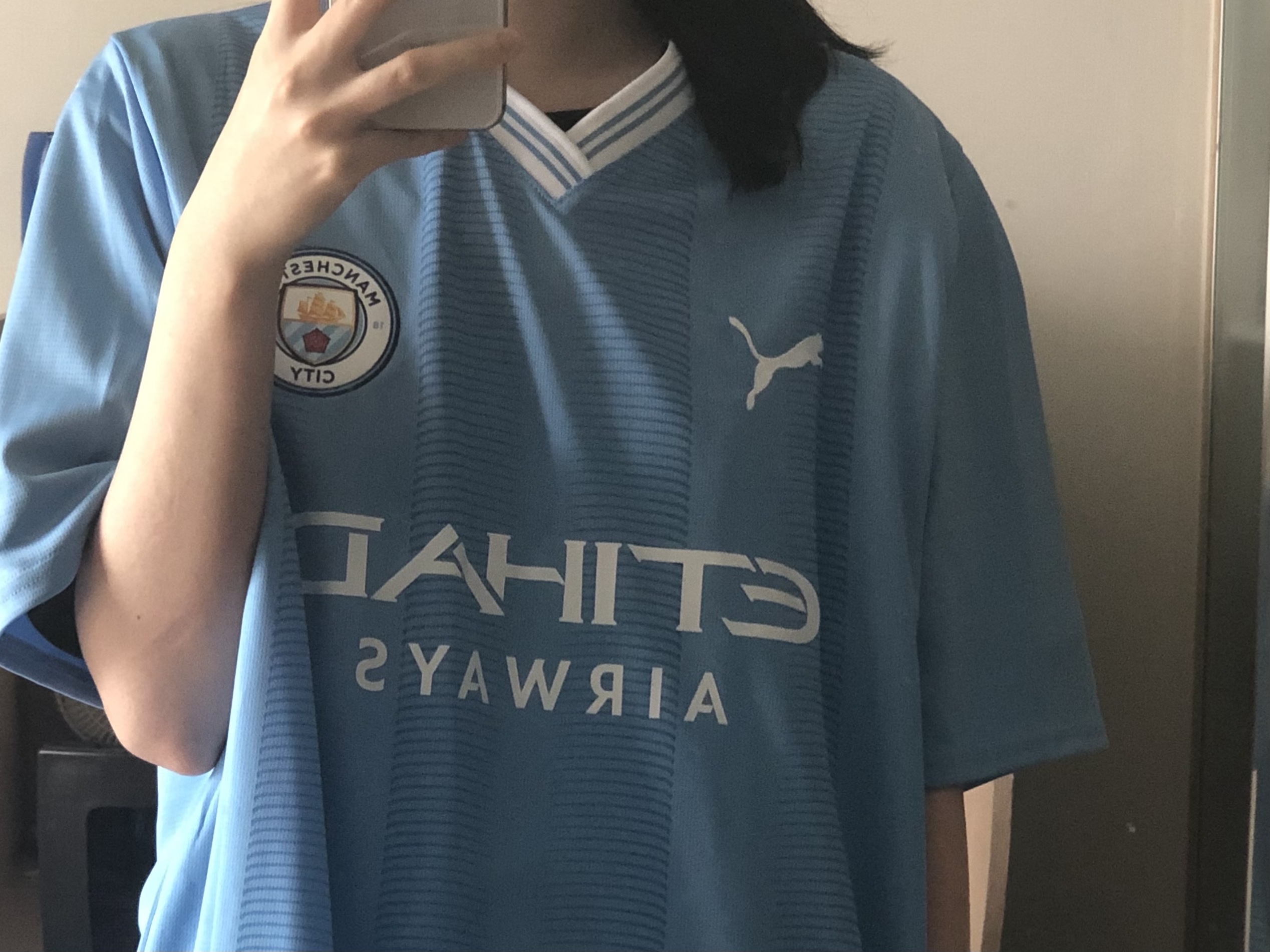 Puma Manchester City 2023/24 Home Jersey Team Light Blue (Non Marking Ver.) 착용 스타일 - 1