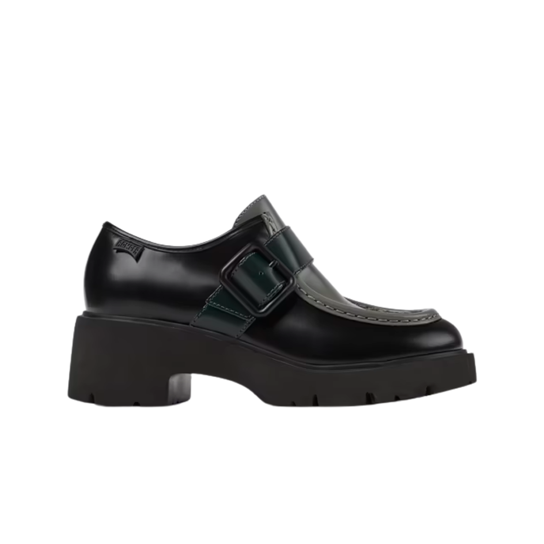 (W) 캠퍼 트윈스 레더 로퍼 블랙 그레이((W) Camper Twins Leather Loafers Black Gray)