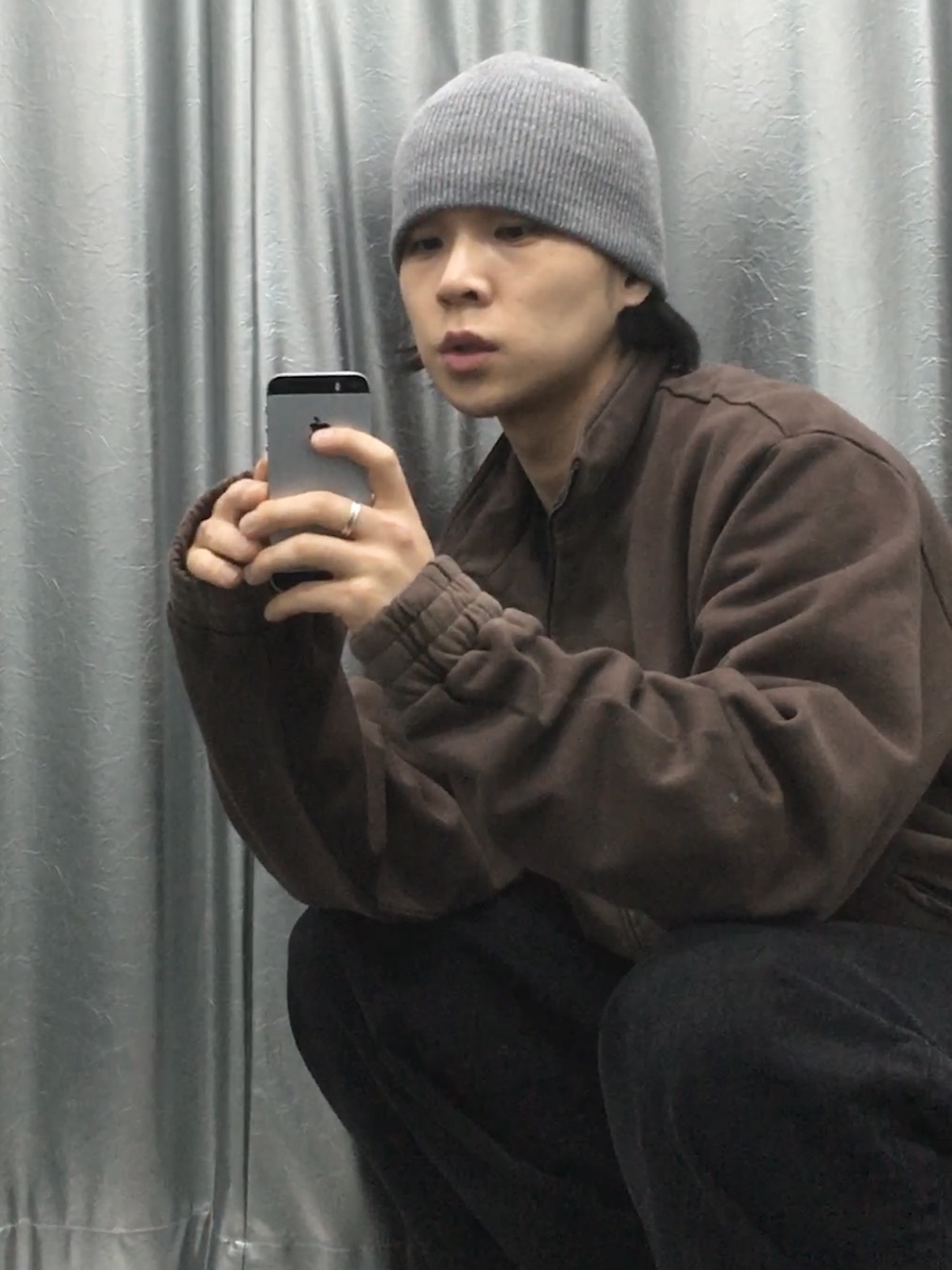Millo Archive Arcade Curve Duck Down Padding Multi Black, Millo Archive Cradle Sweat Jacket Washed Indigo 착용 스타일 - 4