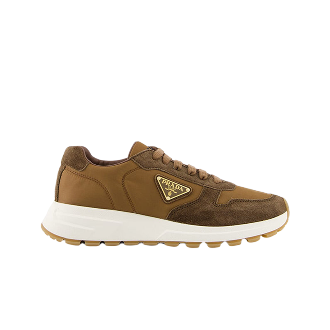 2EE369-3KUY-F03UT Prada Prax 01 Delave Suede Re-Nylon Sneakers Brown