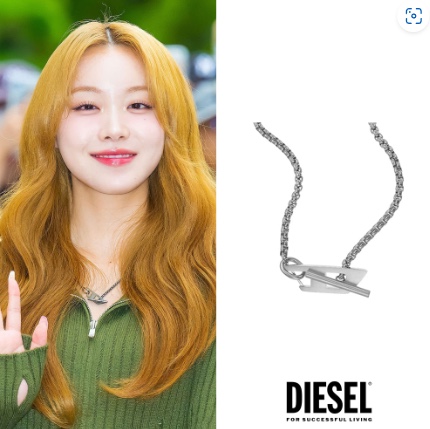 Diesel Dx1534 Stainless Steel Chain Necklace Silver 착용 스타일