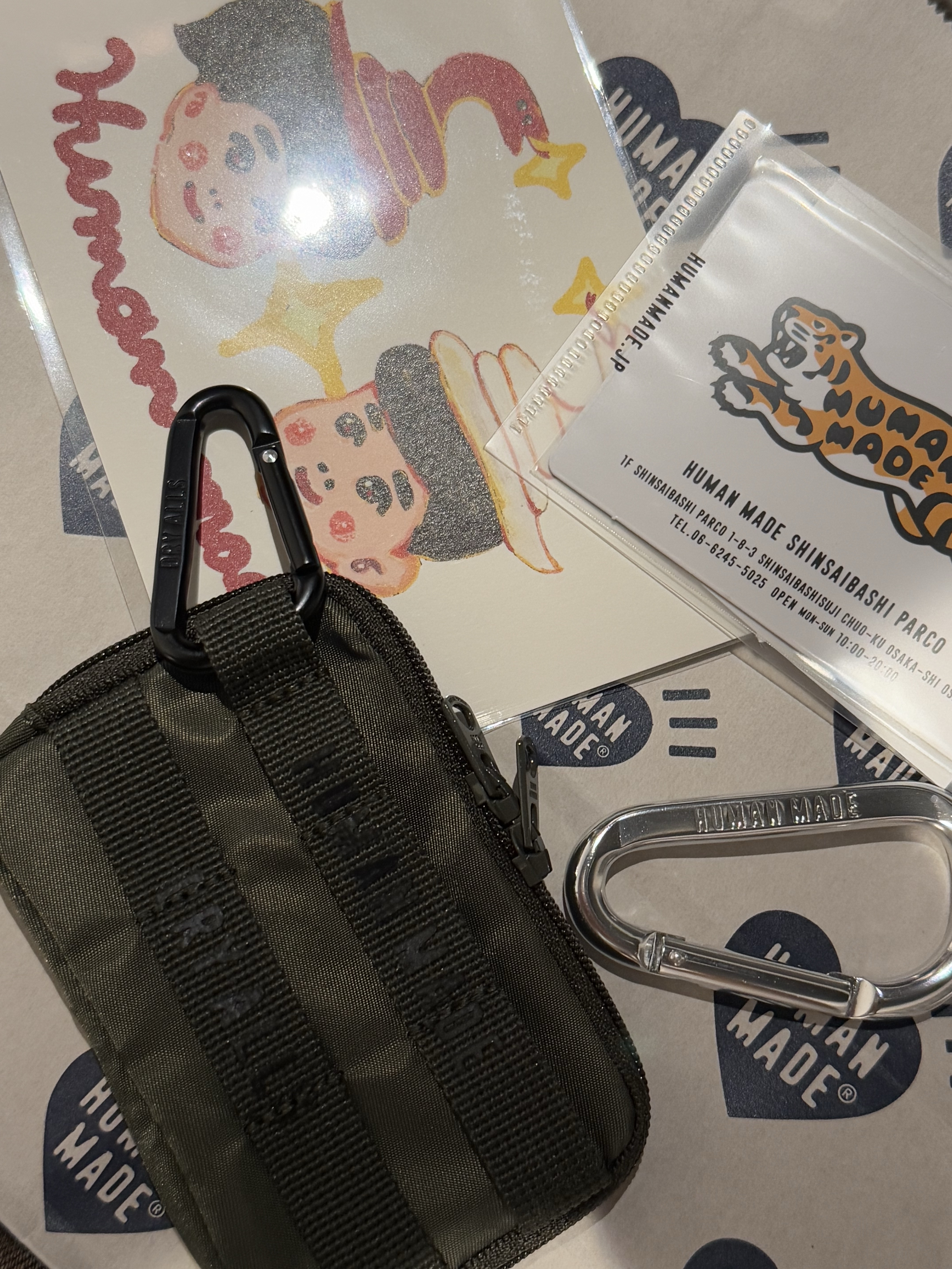 Human Made Military Card Case Olive Drab, Human Made Carabiner 70mm Silver 착용 스타일 - 2